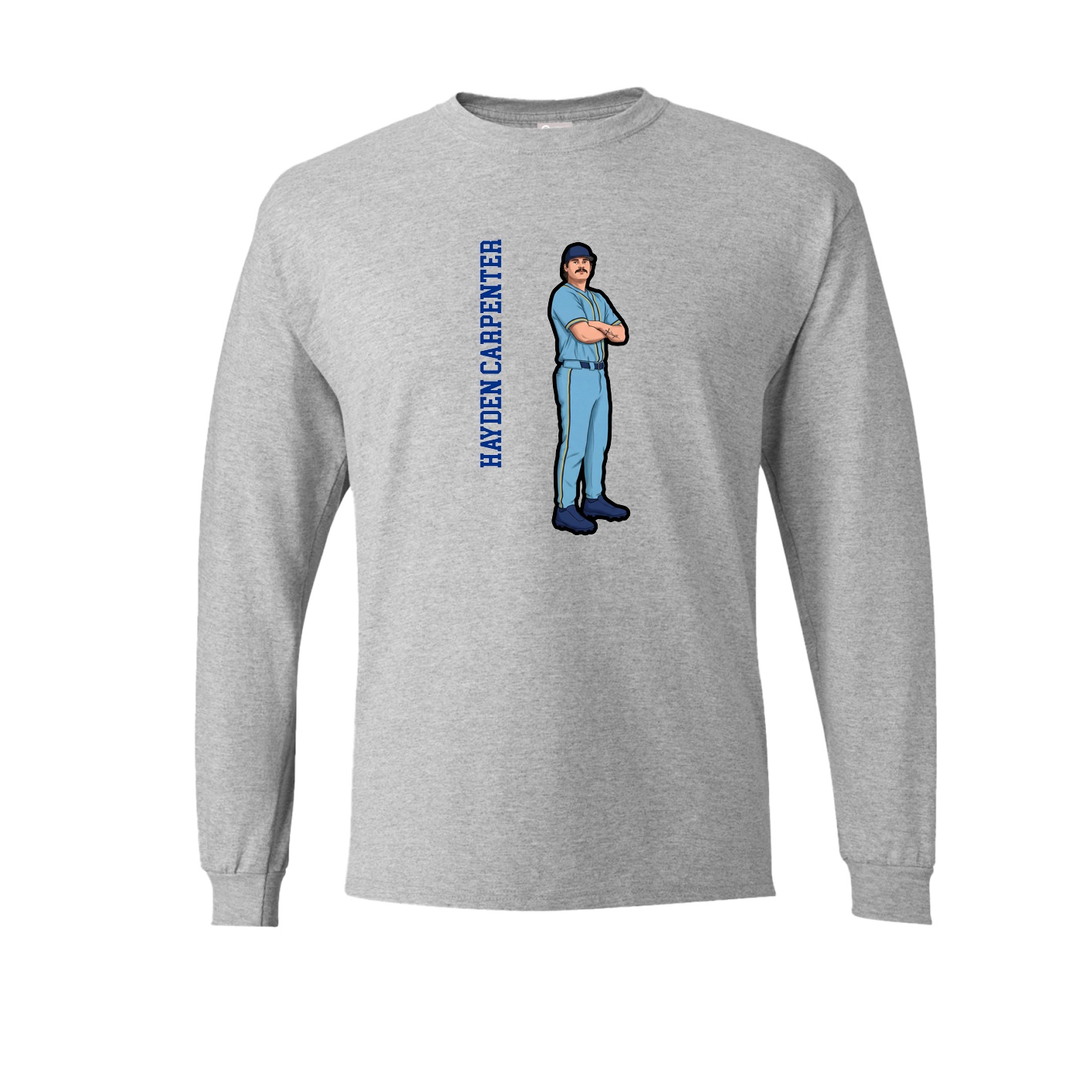 Long Sleeve Tee — Name Vertical in Grey