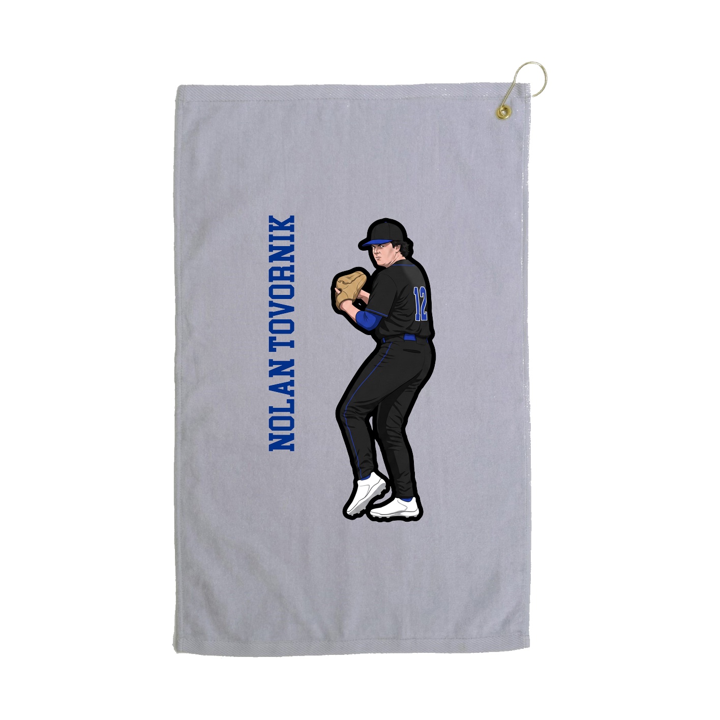 Golf Towel — Name Vertical in Grey