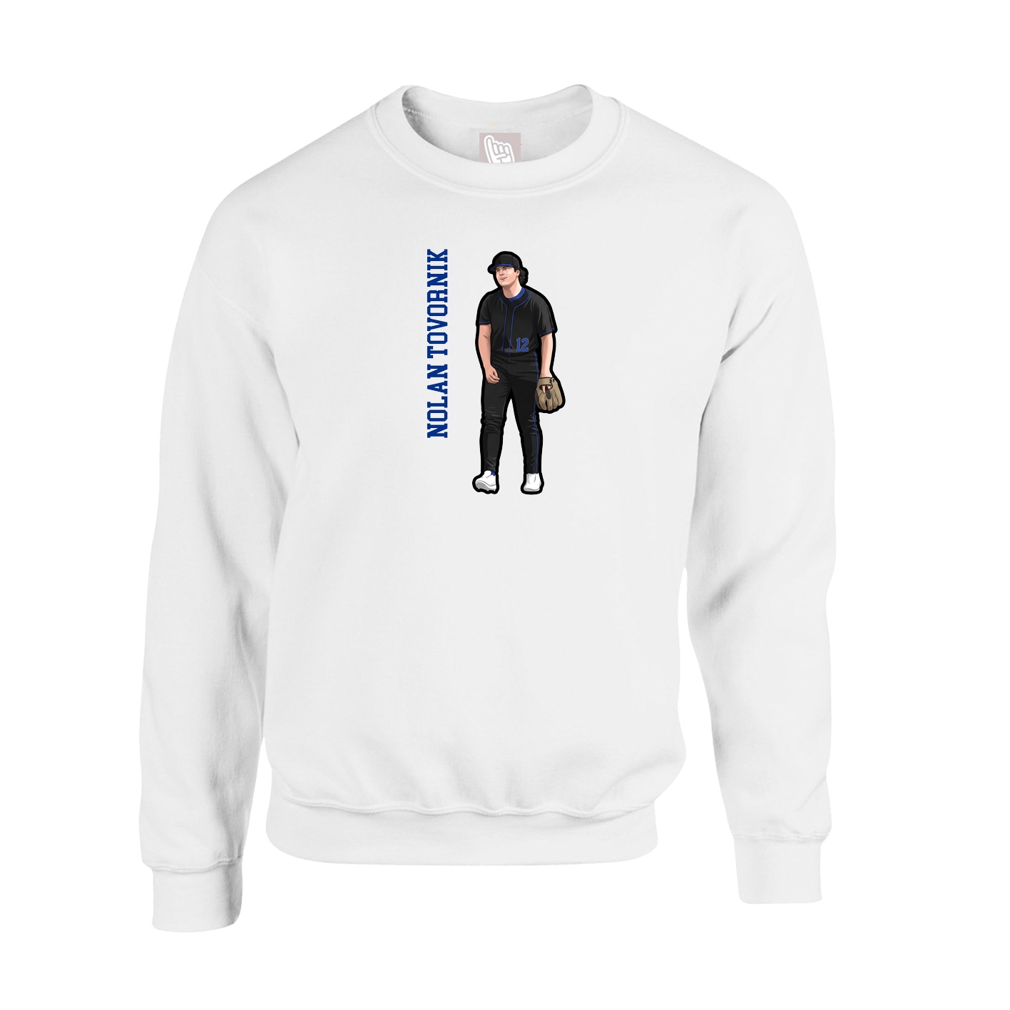 Fleece Crew — Name Vertical in White