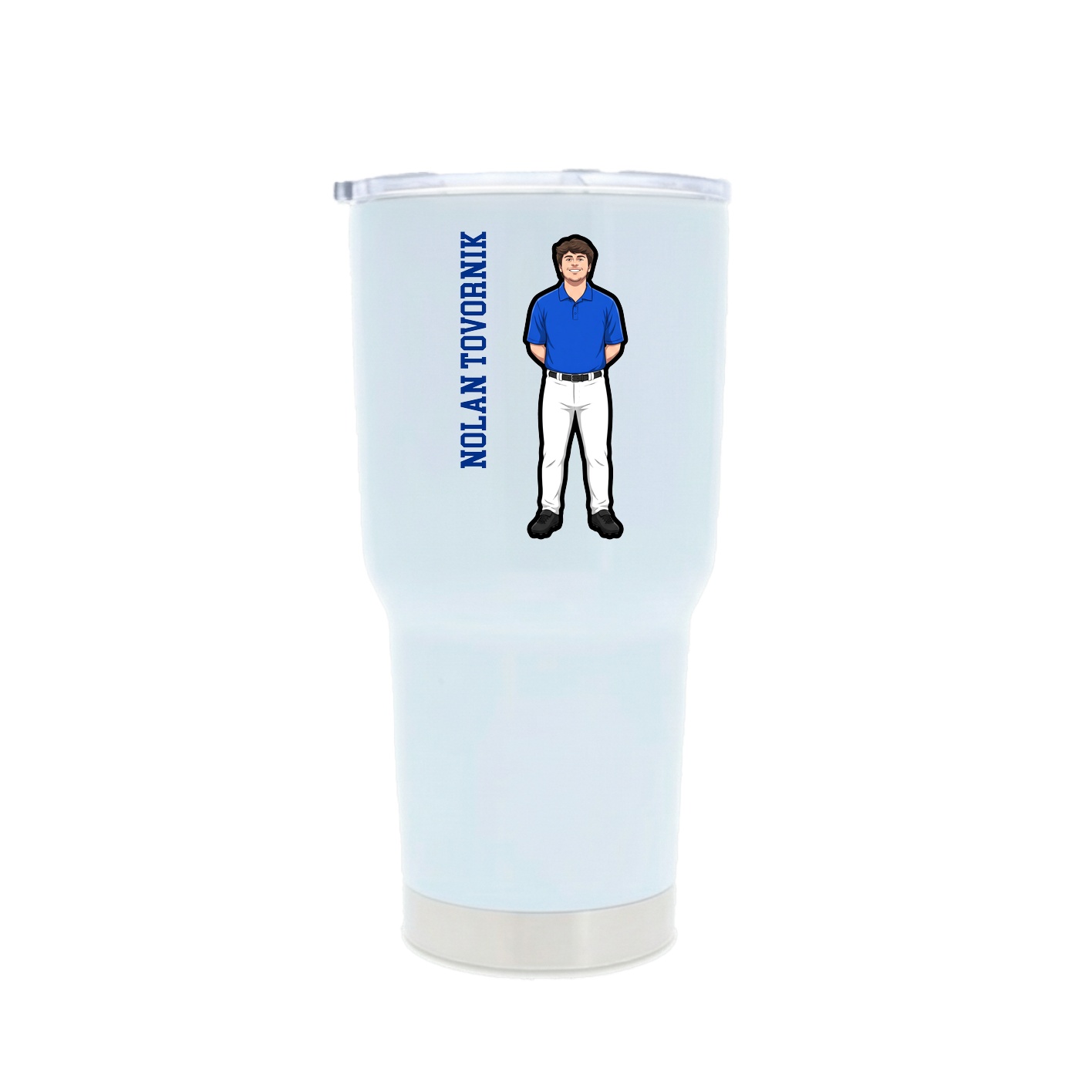 30oz Stainless Steel Tumbler — Name Vertical in White