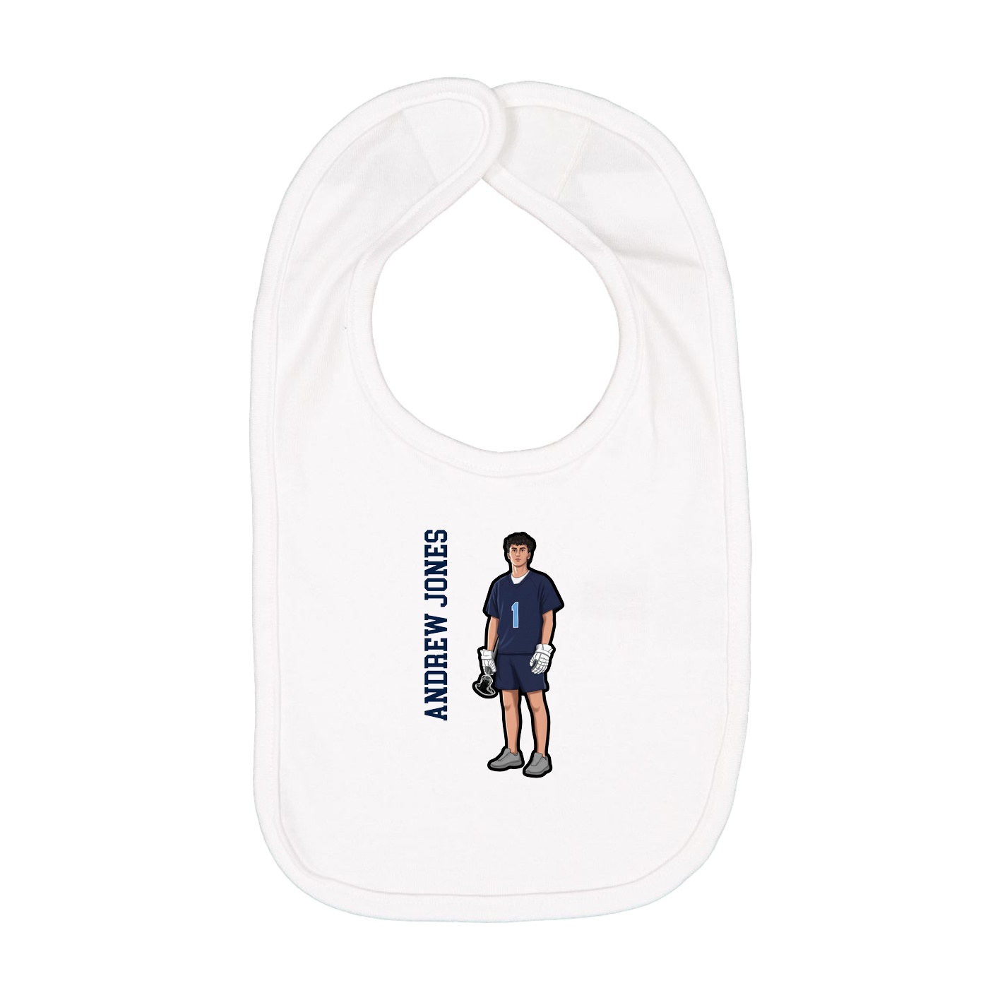 Infant Bib — Name Vertical in White