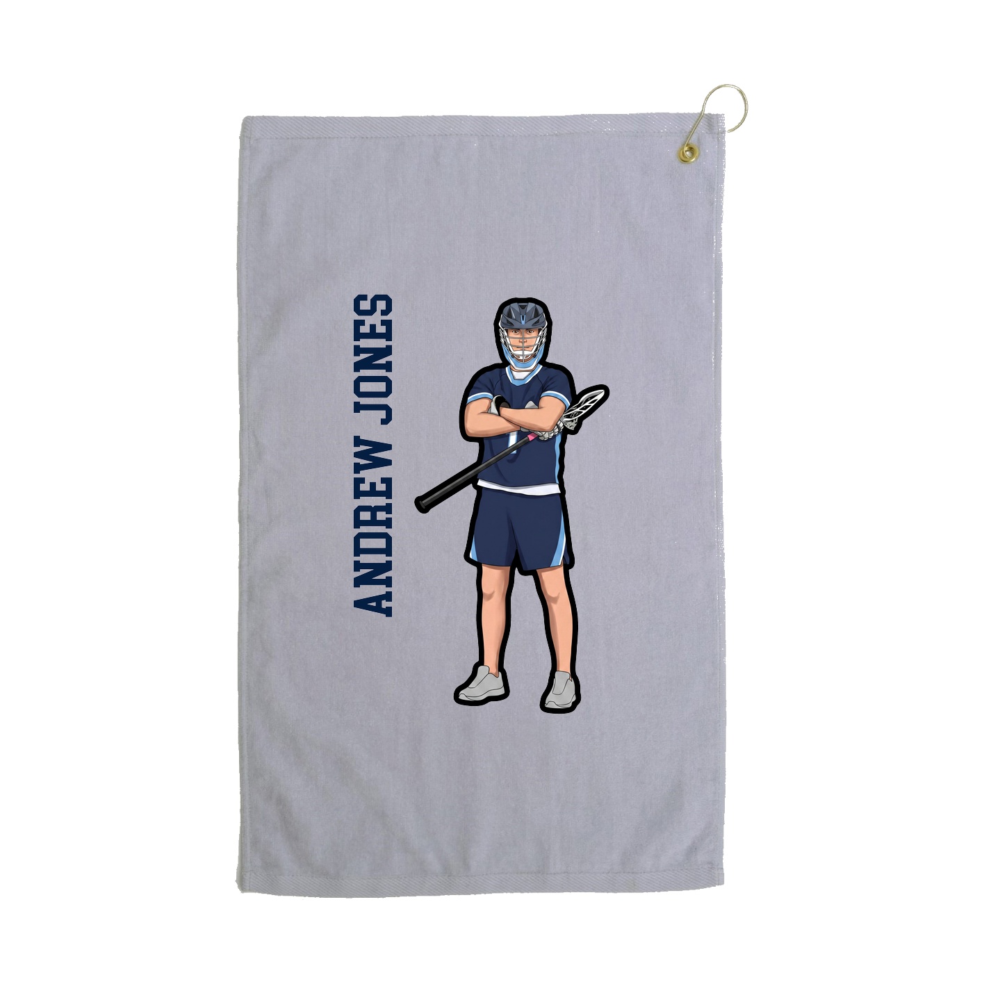 Golf Towel — Name Vertical in Grey