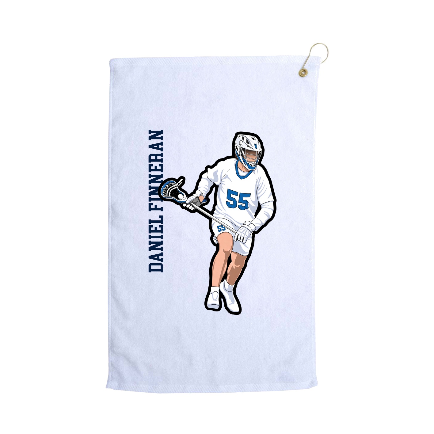 Golf Towel — Name Vertical in White