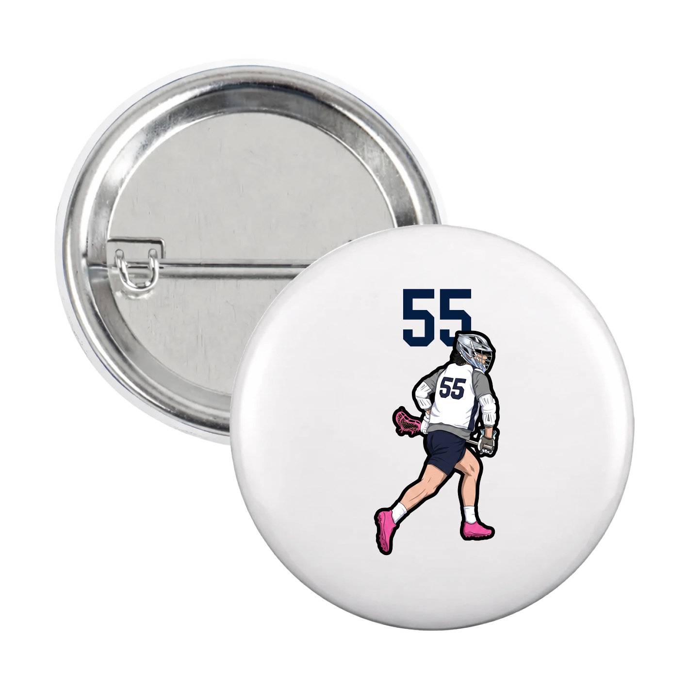 Game Day Button — Number Top in White
