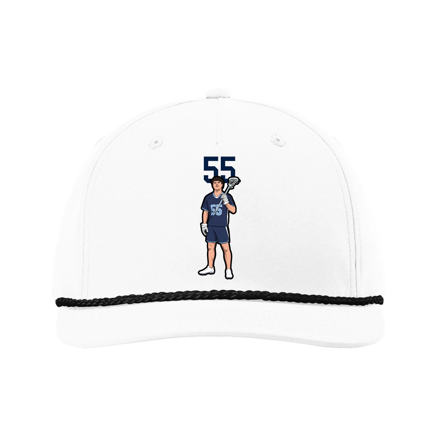 Five-Panel Classic Rope Cap — Number Top in White