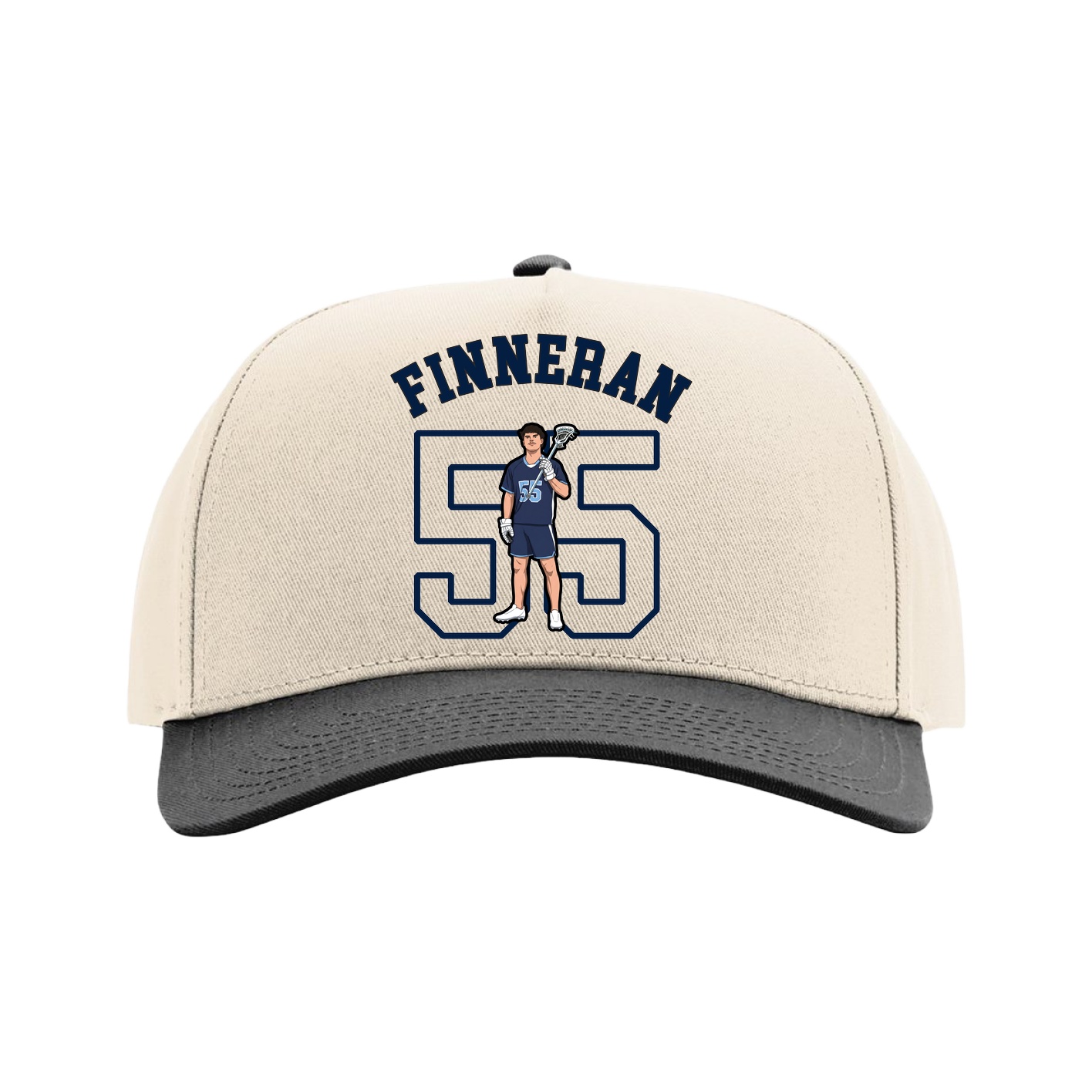 Full Fabric Five-Panel Champ Cap — Shirsey Arch in Cream/Black