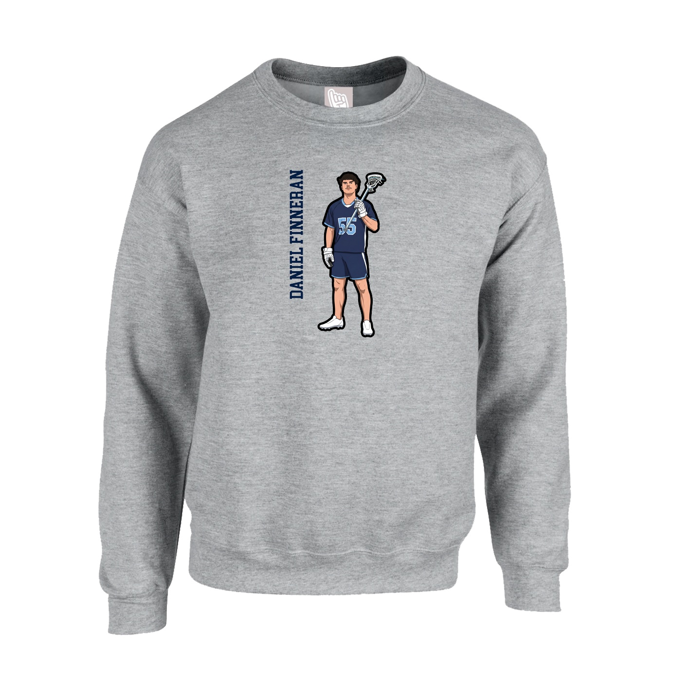 Fleece Crew — Name Vertical in Grey