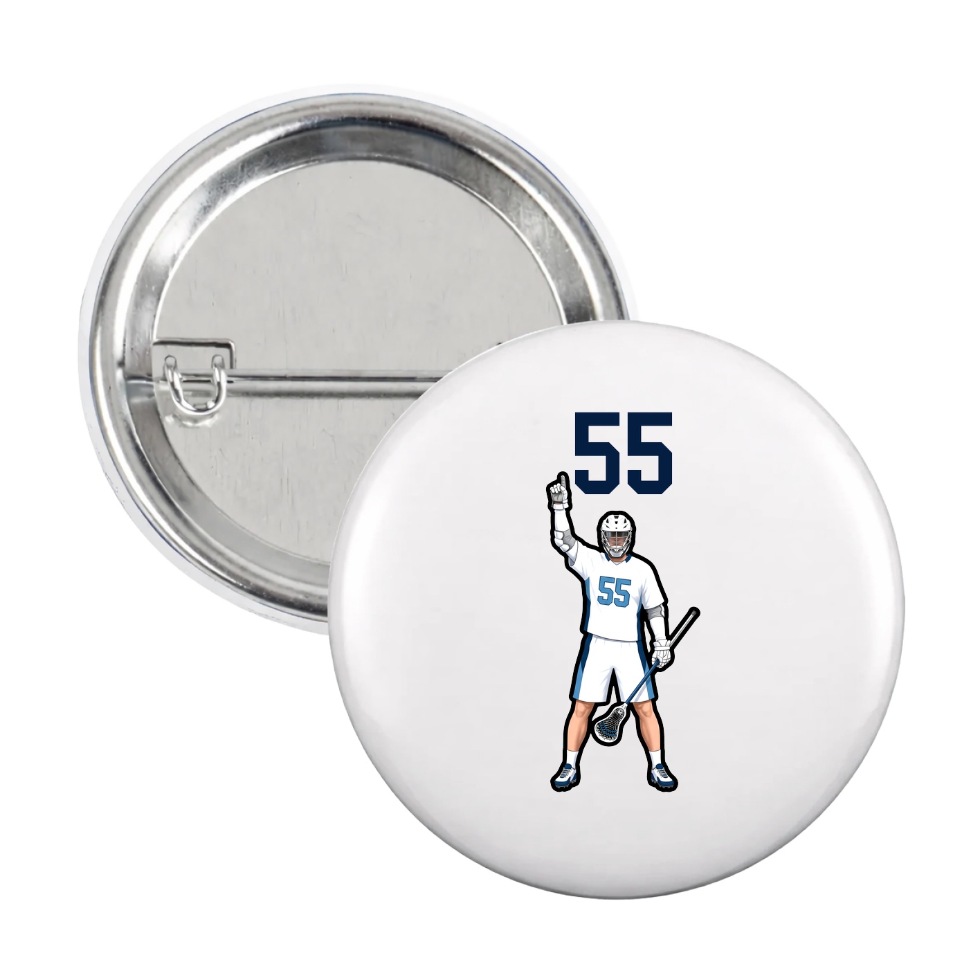 Game Day Button — Number Top in White