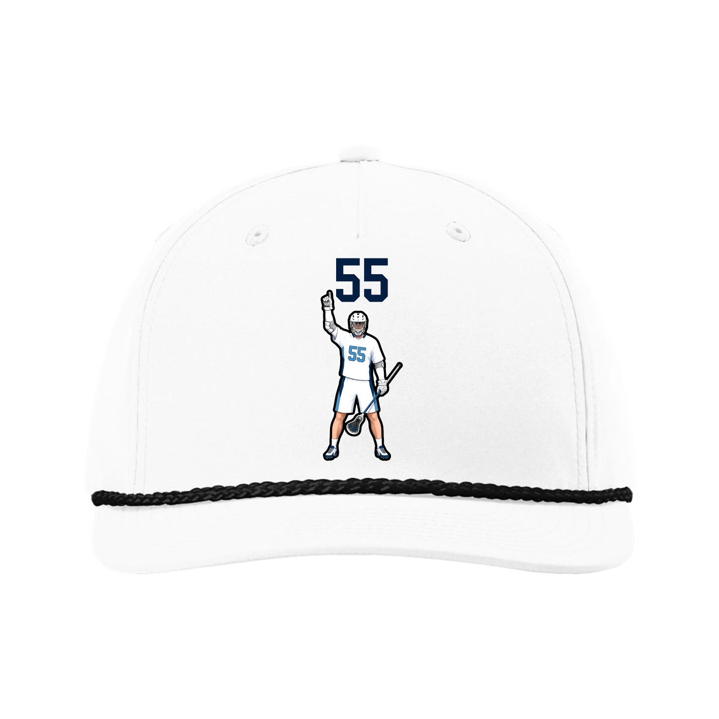Five-Panel Classic Rope Cap — Number Top in White