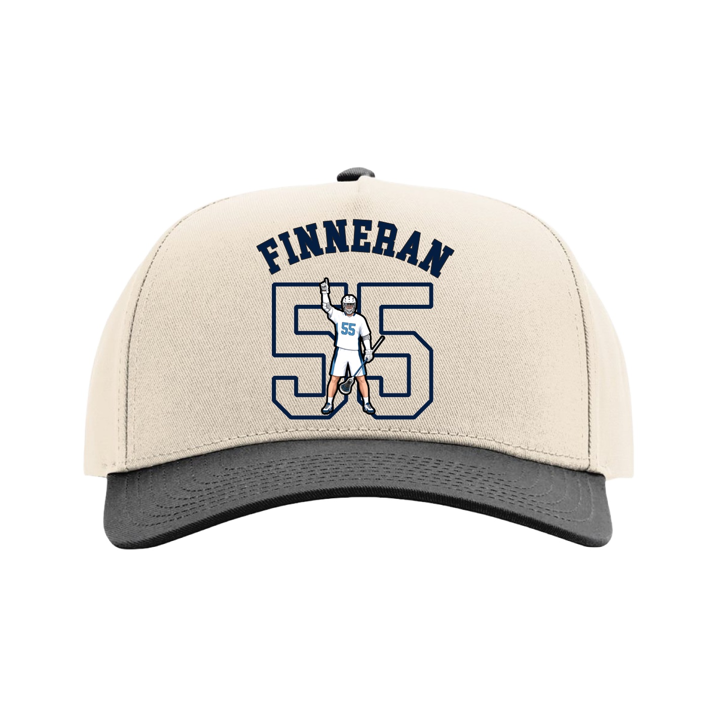 Full Fabric Five-Panel Champ Cap — Shirsey Arch in Cream/Black
