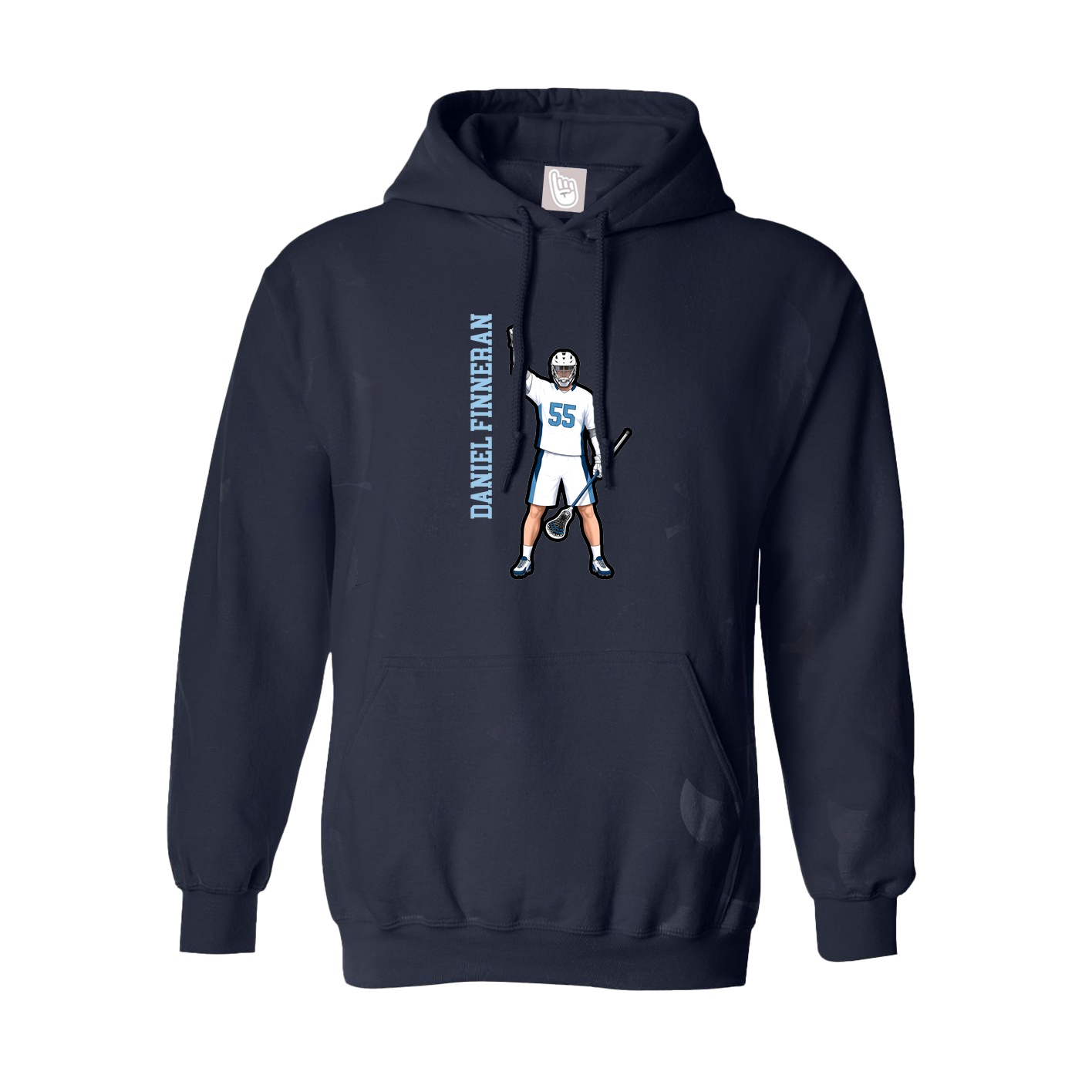 Hoodie — Name Vertical in Navy