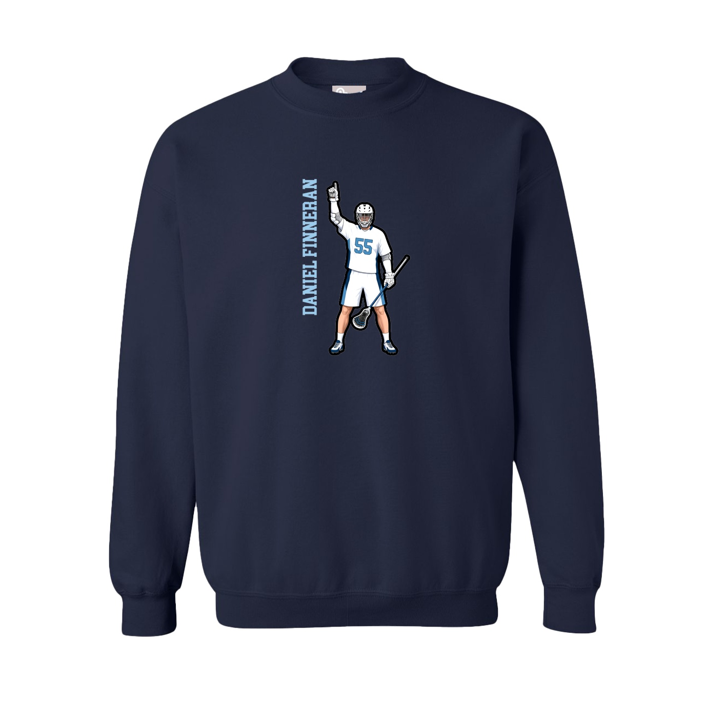 Fleece Crew — Name Vertical in Navy