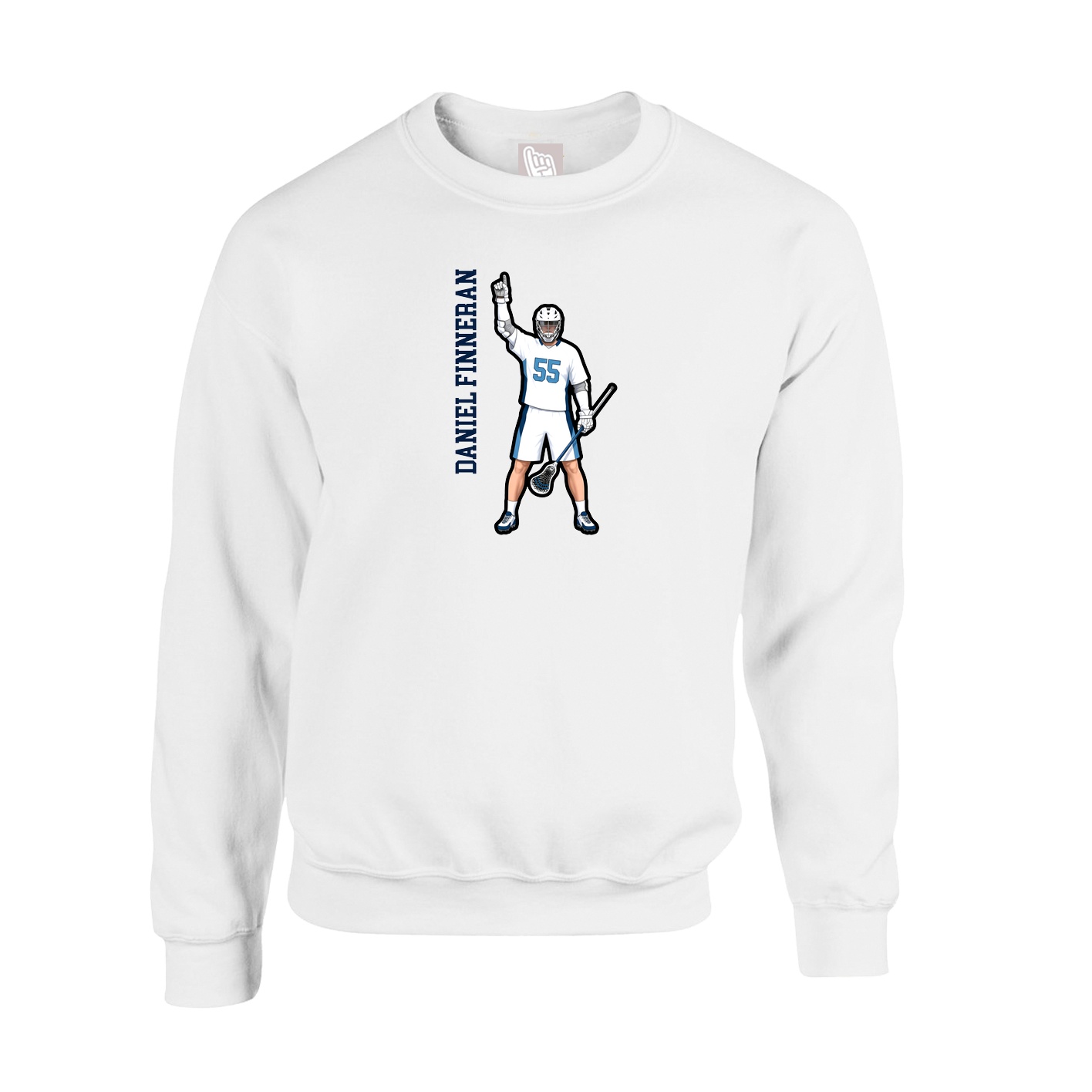Fleece Crew — Name Vertical in White