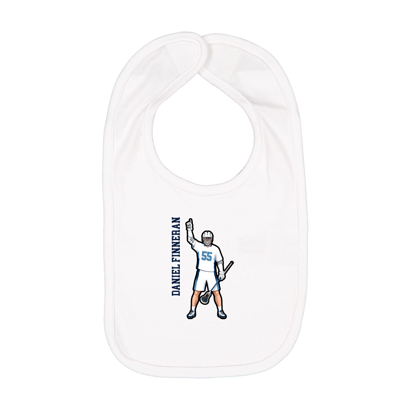 Infant Bib — Name Vertical in White