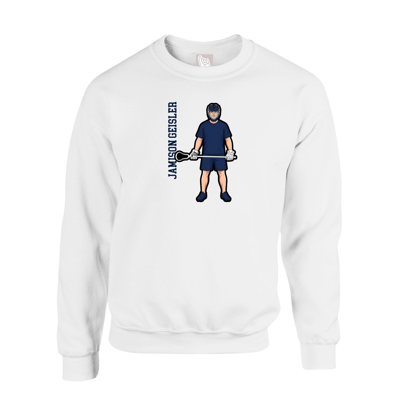 Fleece Crew — Name Vertical in White