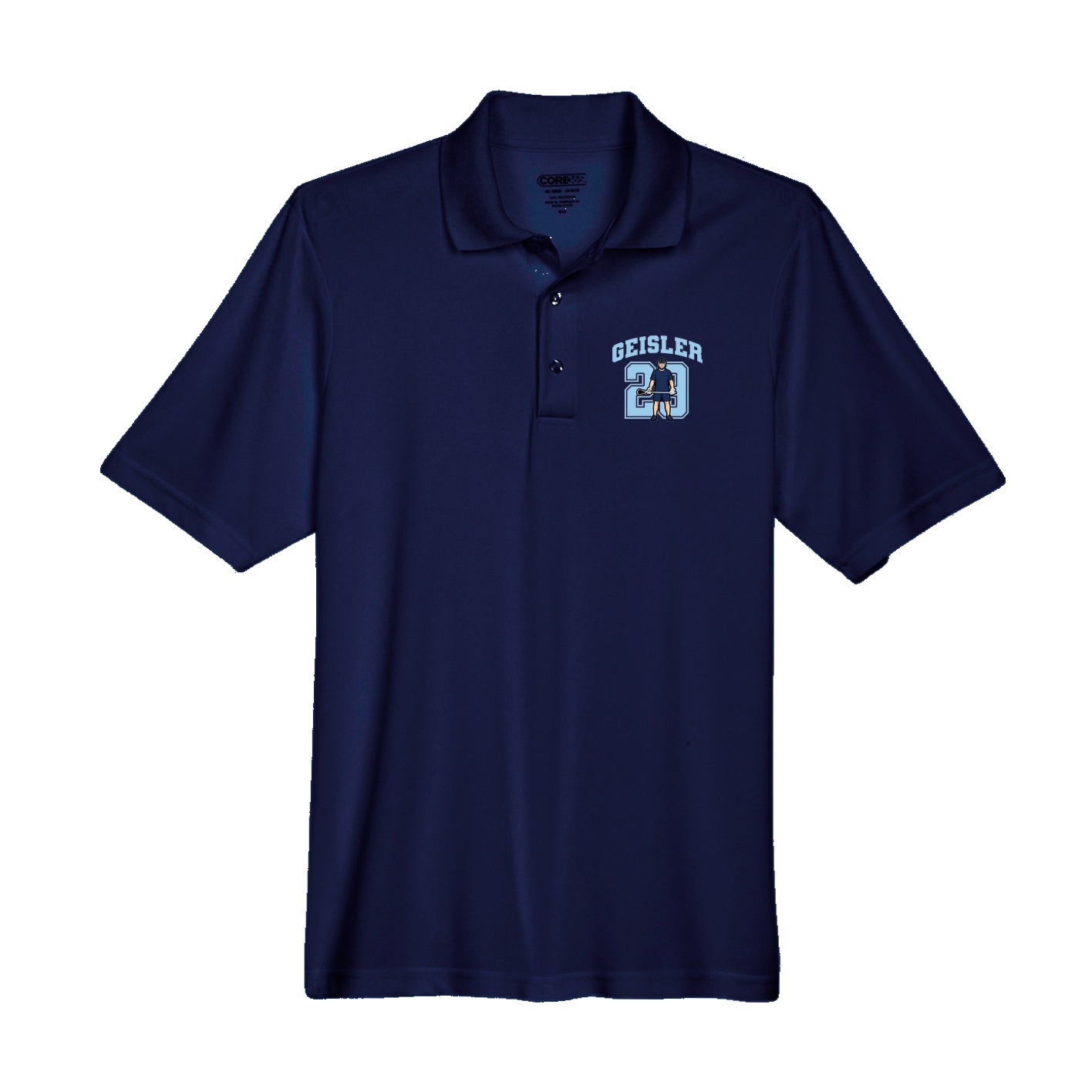 Performance Polo — Number in Navy