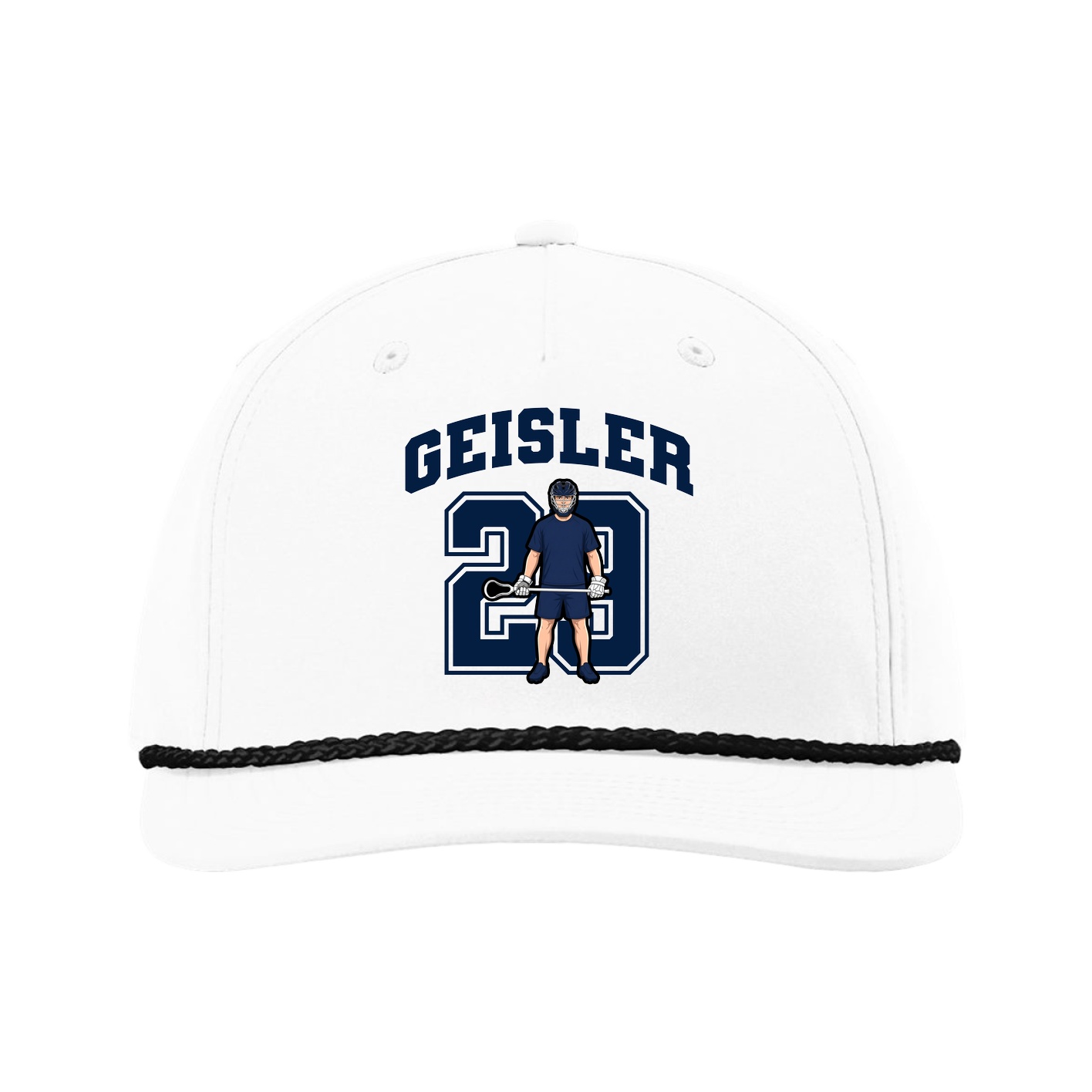 Five-Panel Classic Rope Cap — Number in White