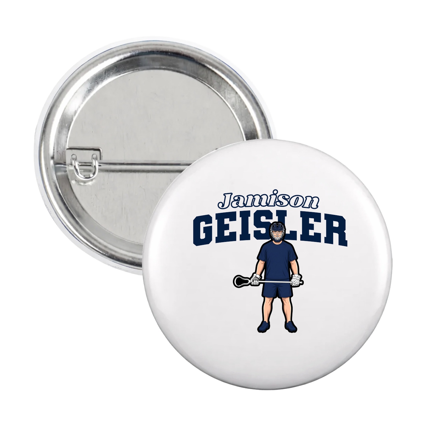 Game Day Button — Name Arch in White