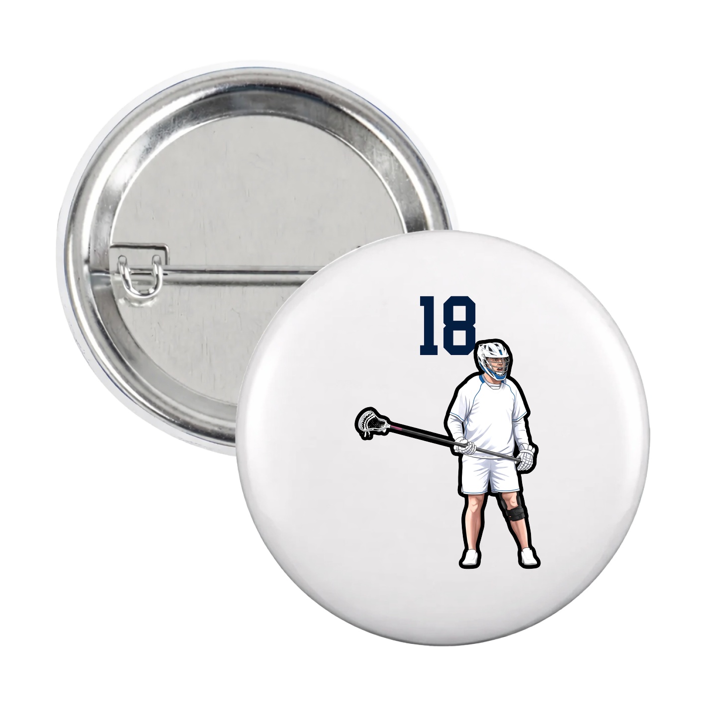 Game Day Button — Number Top in White
