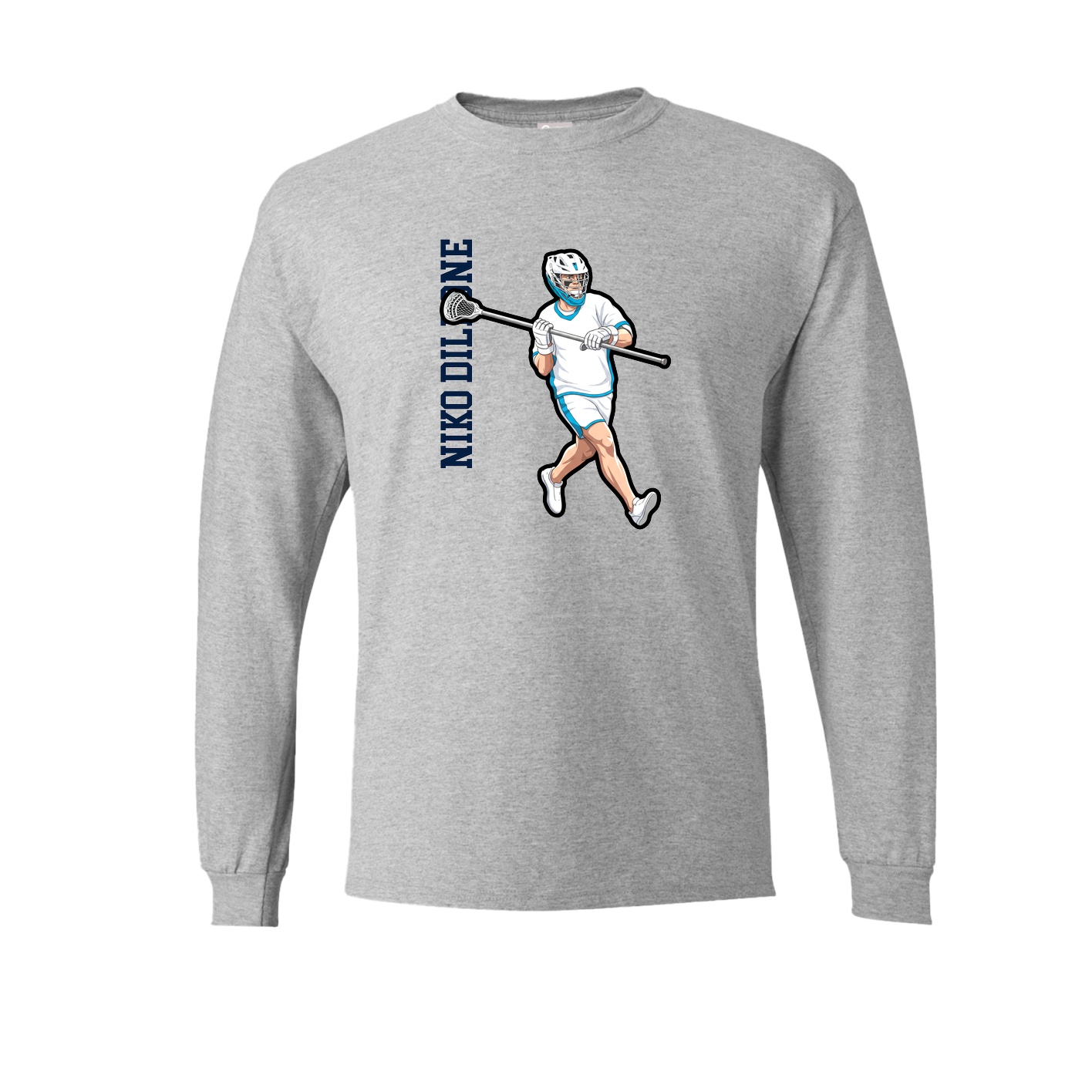 Long Sleeve Tee — Name Vertical in Grey
