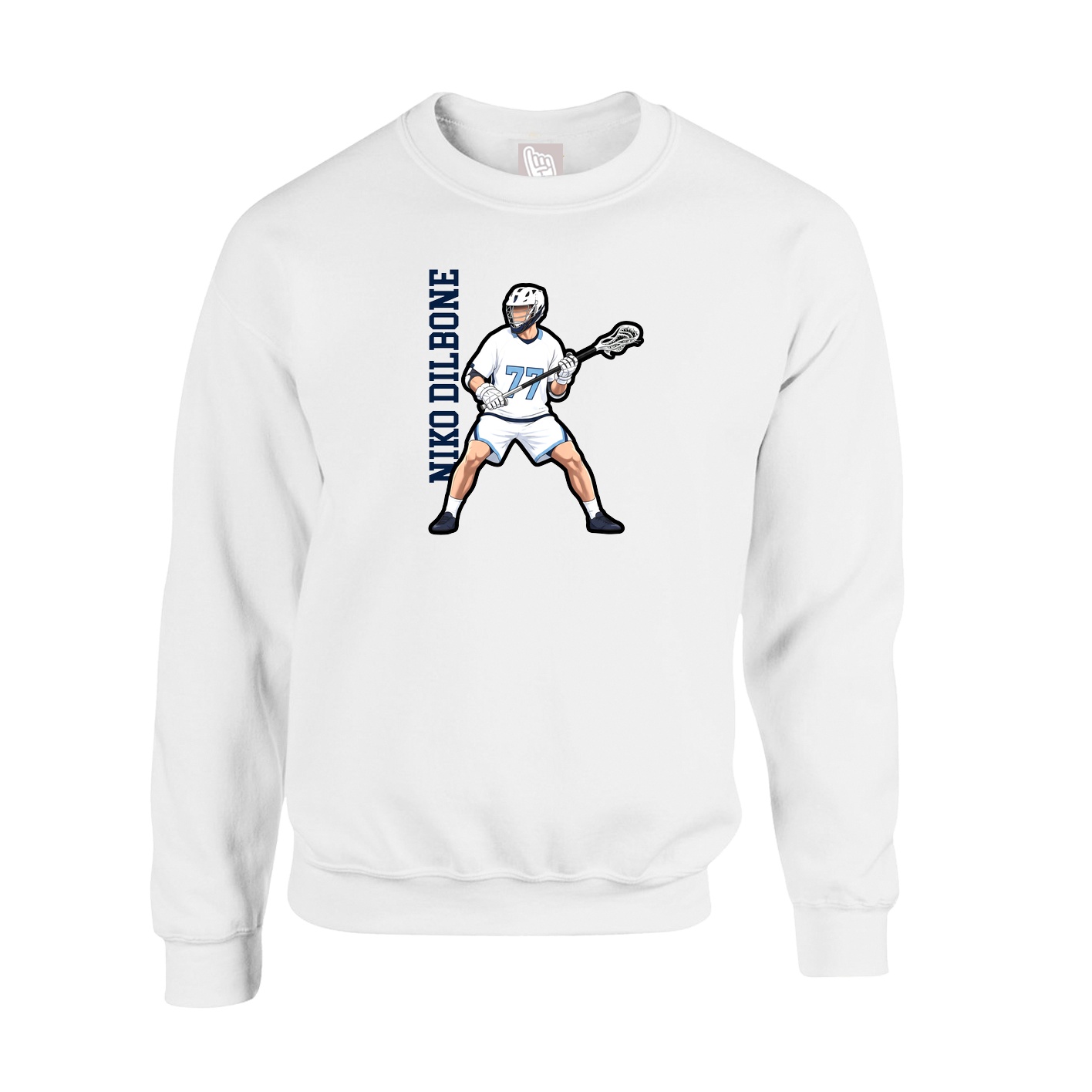 Fleece Crew — Name Vertical in White