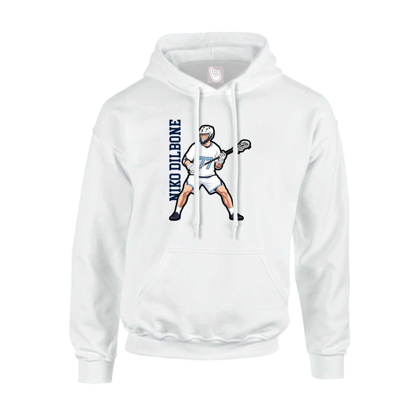Youth Hoodie — Name Vertical in White