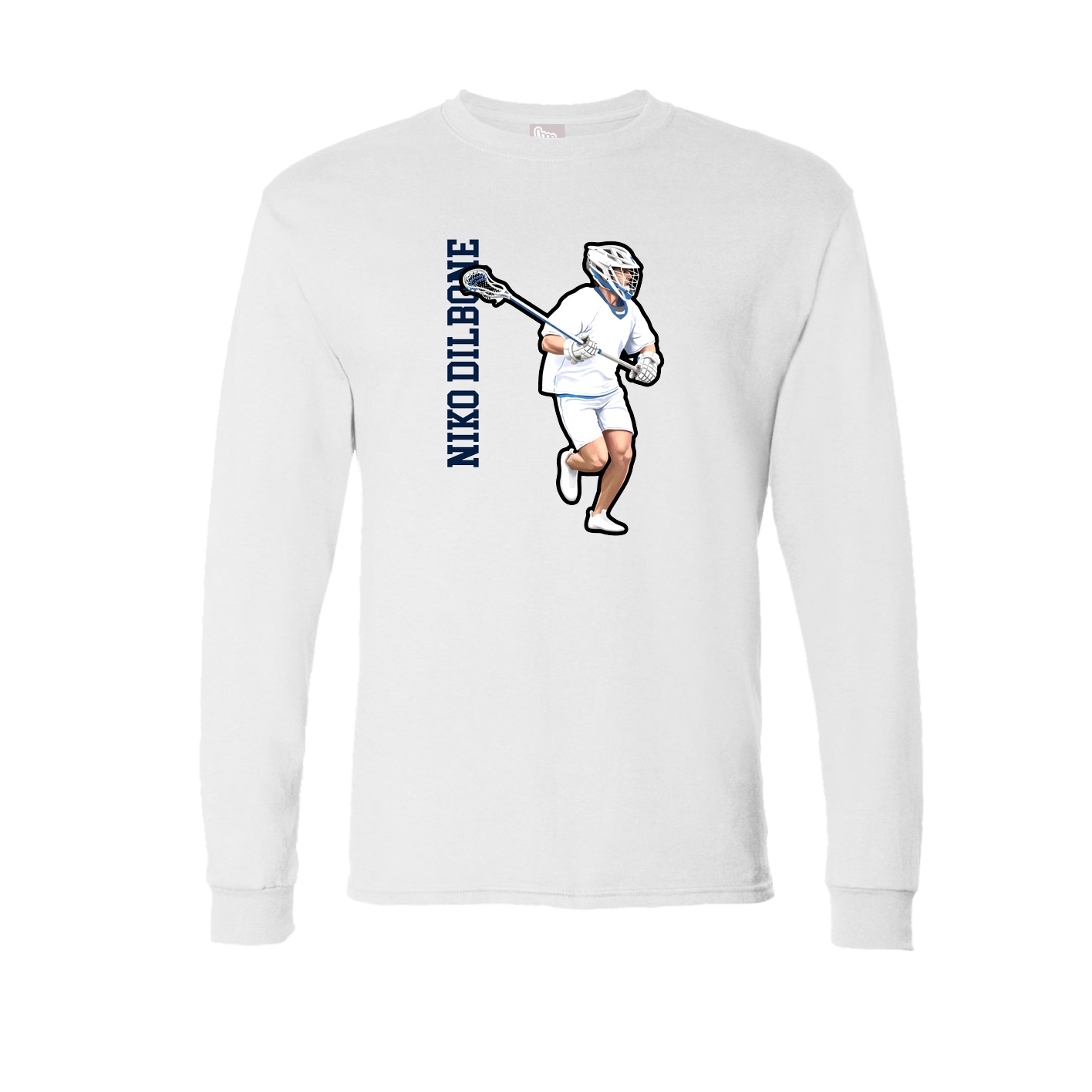 Long Sleeve Tee — Name Vertical in White