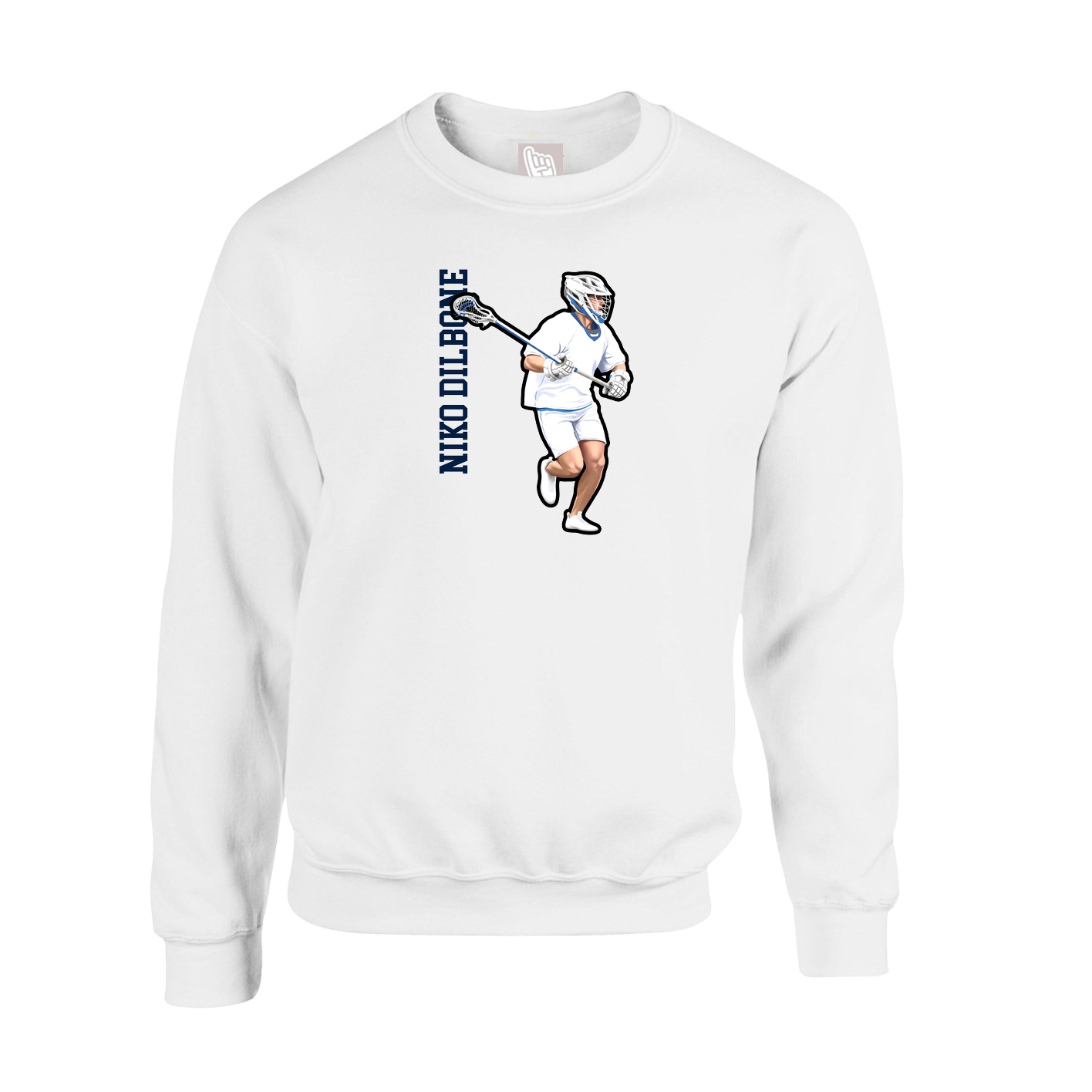 Fleece Crew — Name Vertical in White