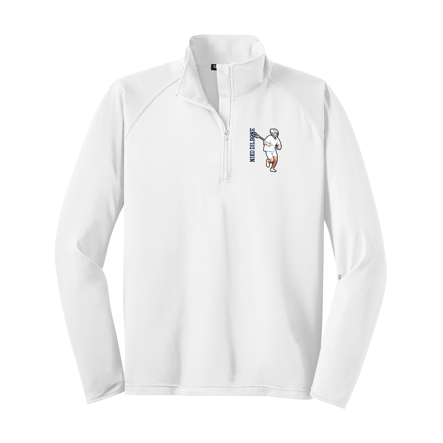 Q-Zip Pullover — Name Vertical in White