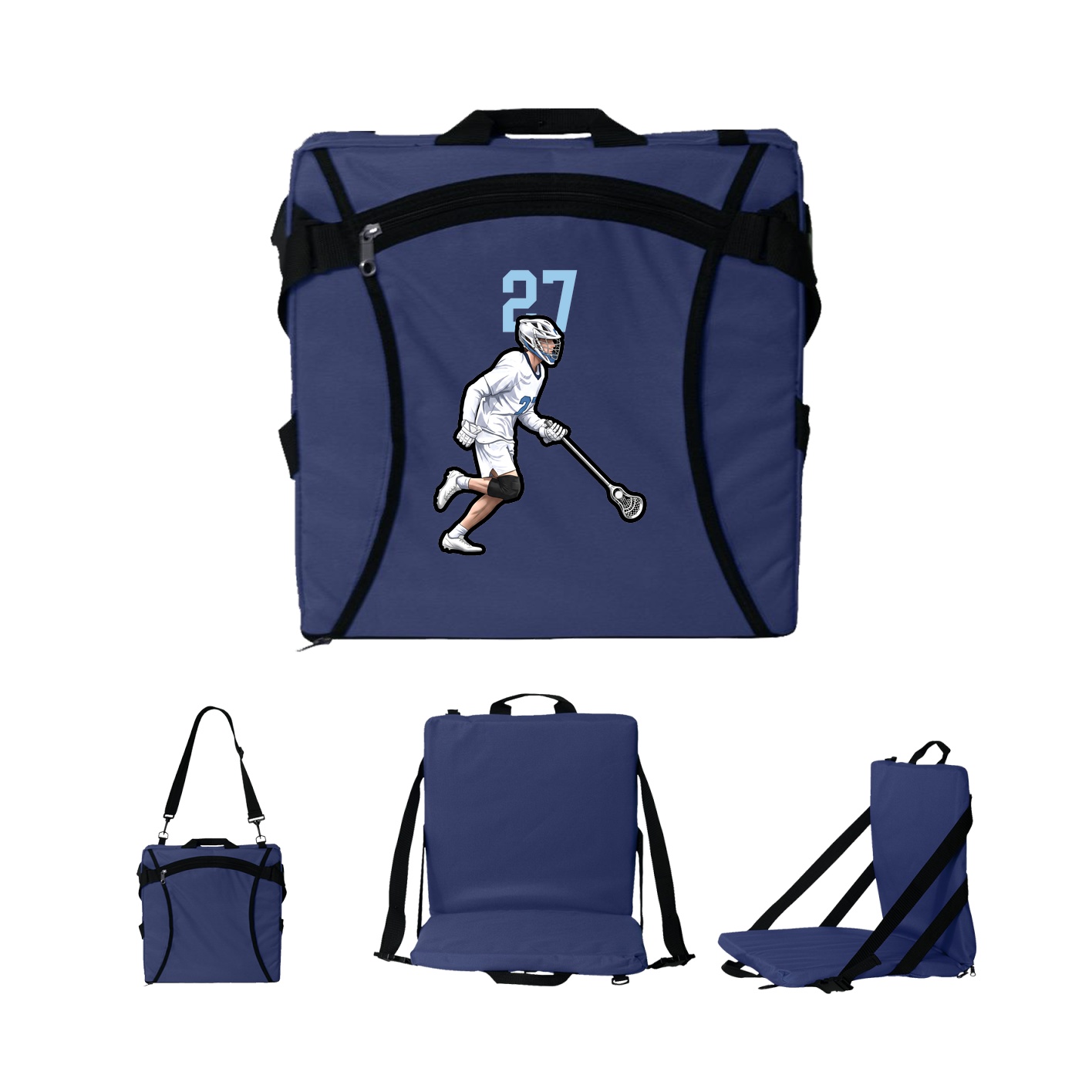 Folding Stadium Seat — Number Top in Navy