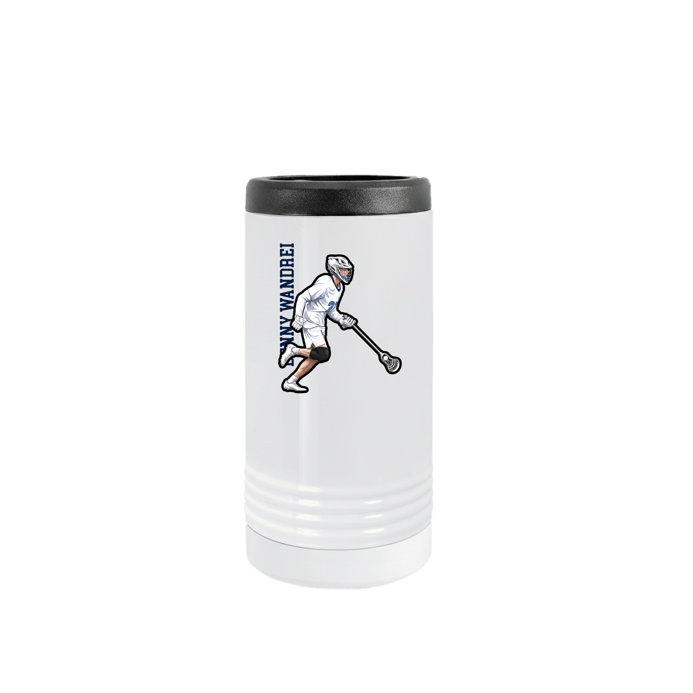 Slim Beverage Holder — Name Vertical in White