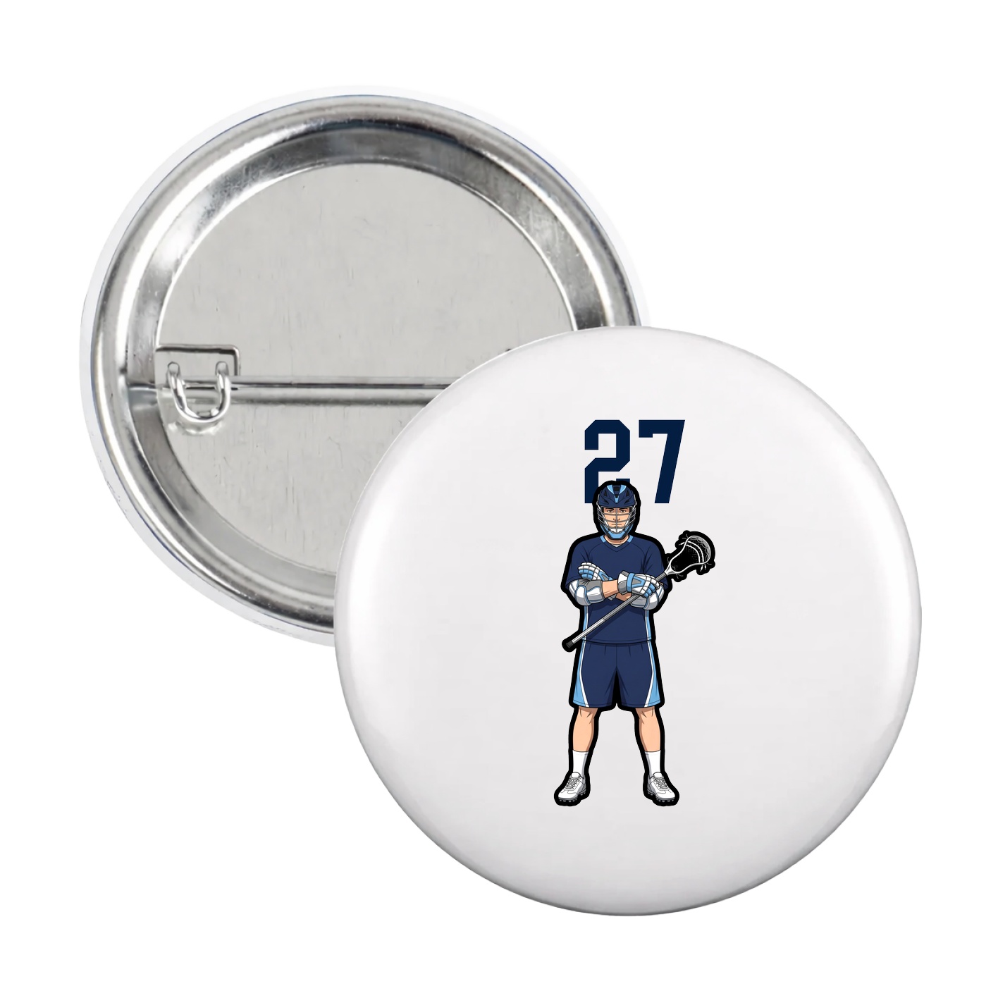 Game Day Button — Number Top in White