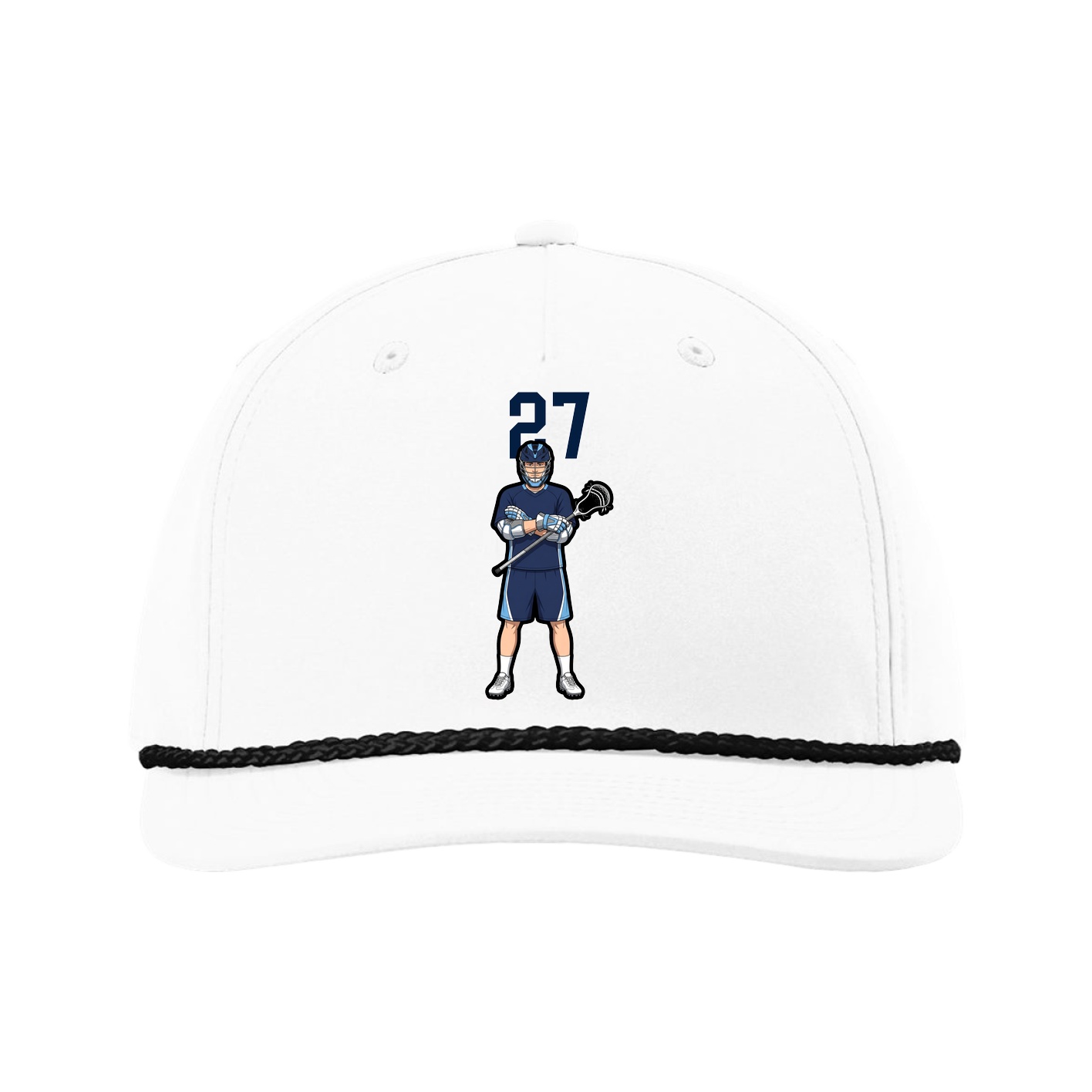 Five-Panel Classic Rope Cap — Number Top in White