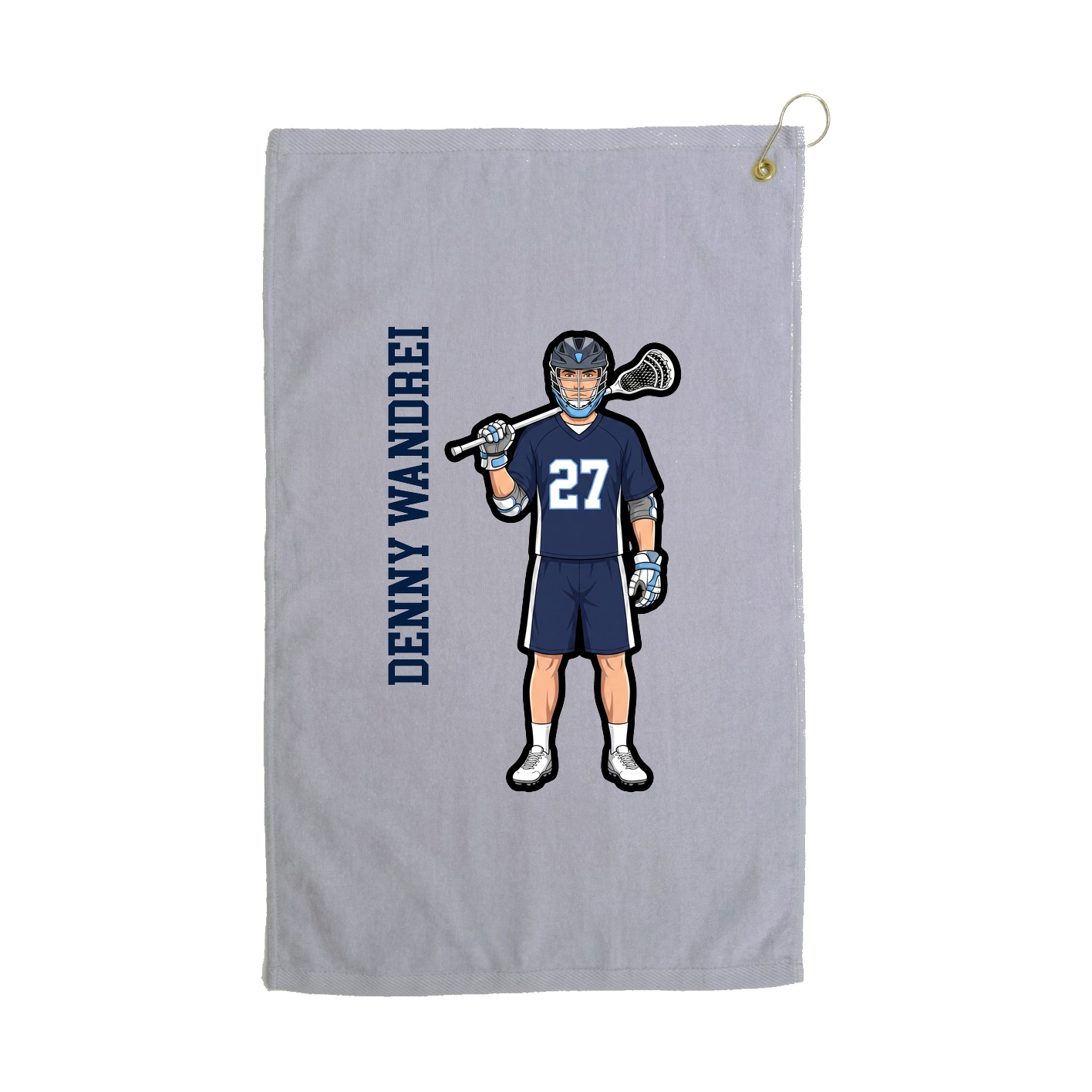 Golf Towel — Name Vertical in Grey