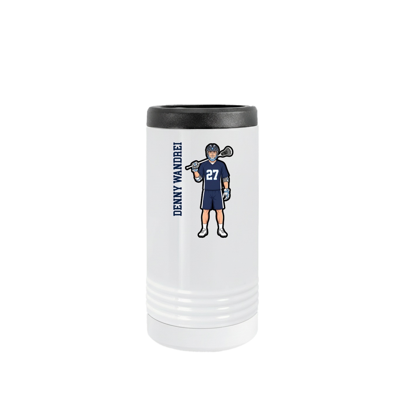 Slim Beverage Holder — Name Vertical in White