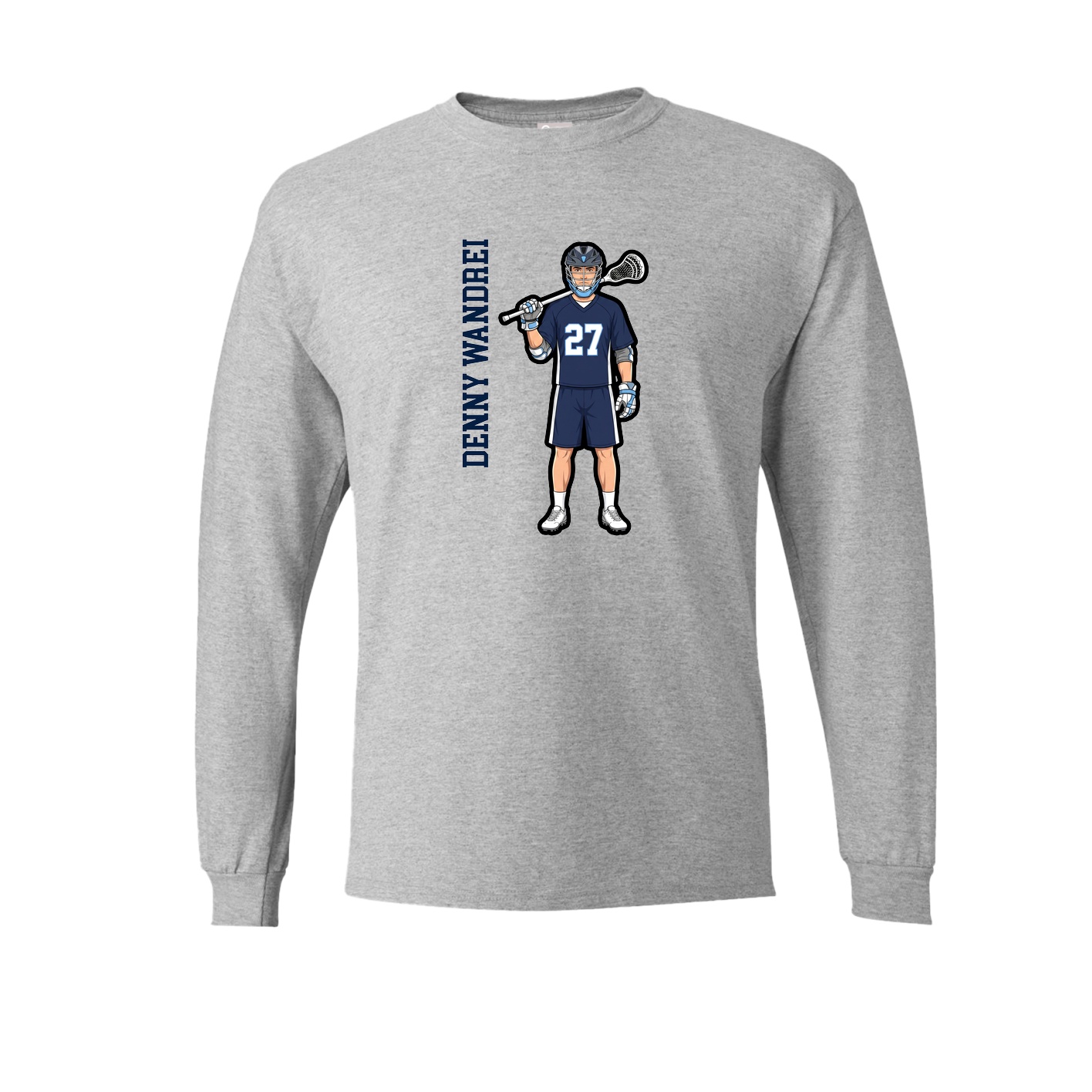 Long Sleeve Tee — Name Vertical in Grey