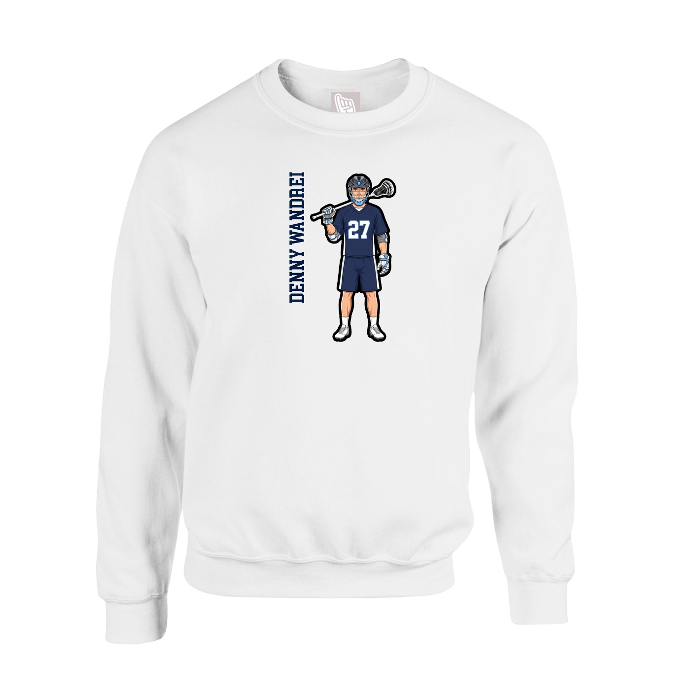 Fleece Crew — Name Vertical in White
