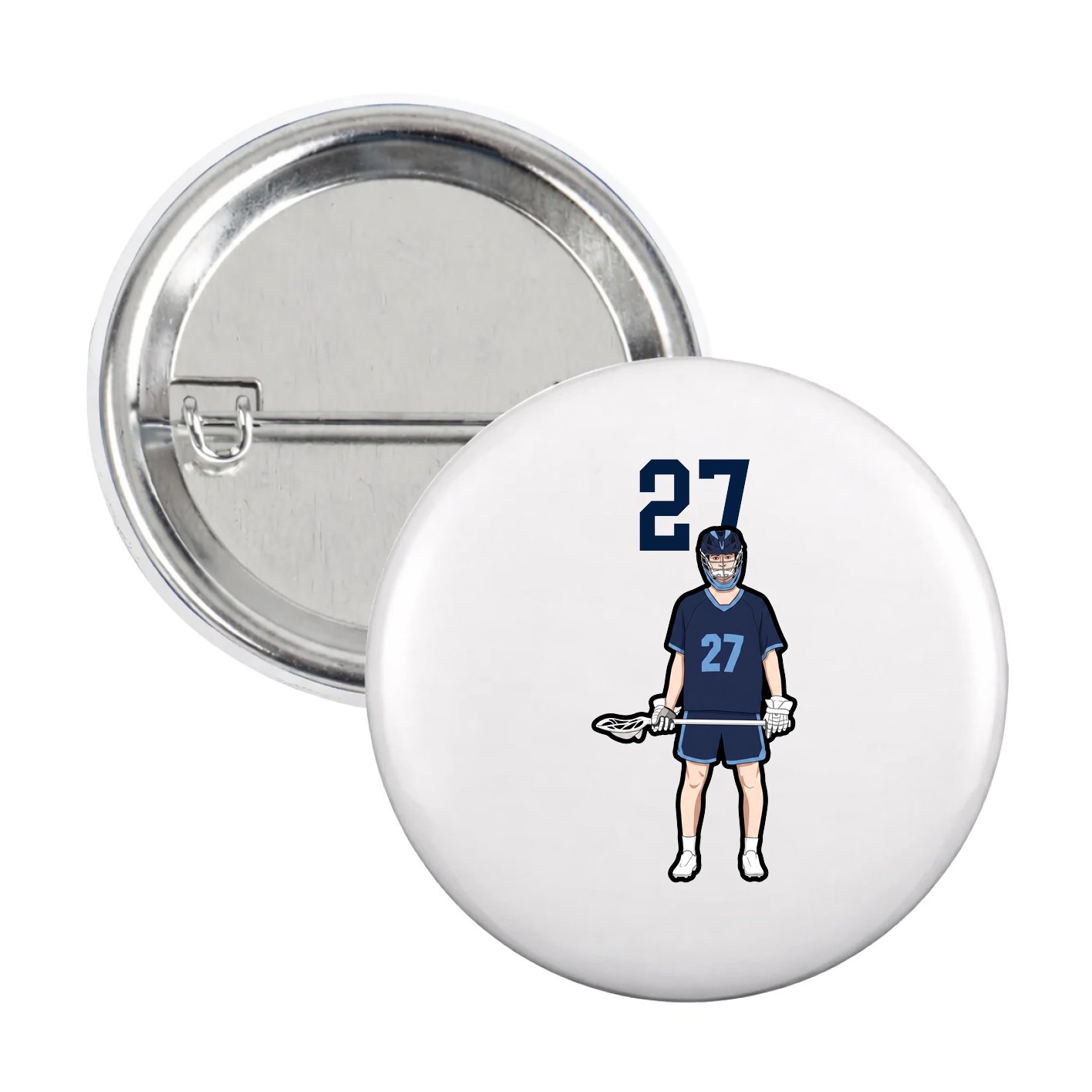 Game Day Button — Number Top in White