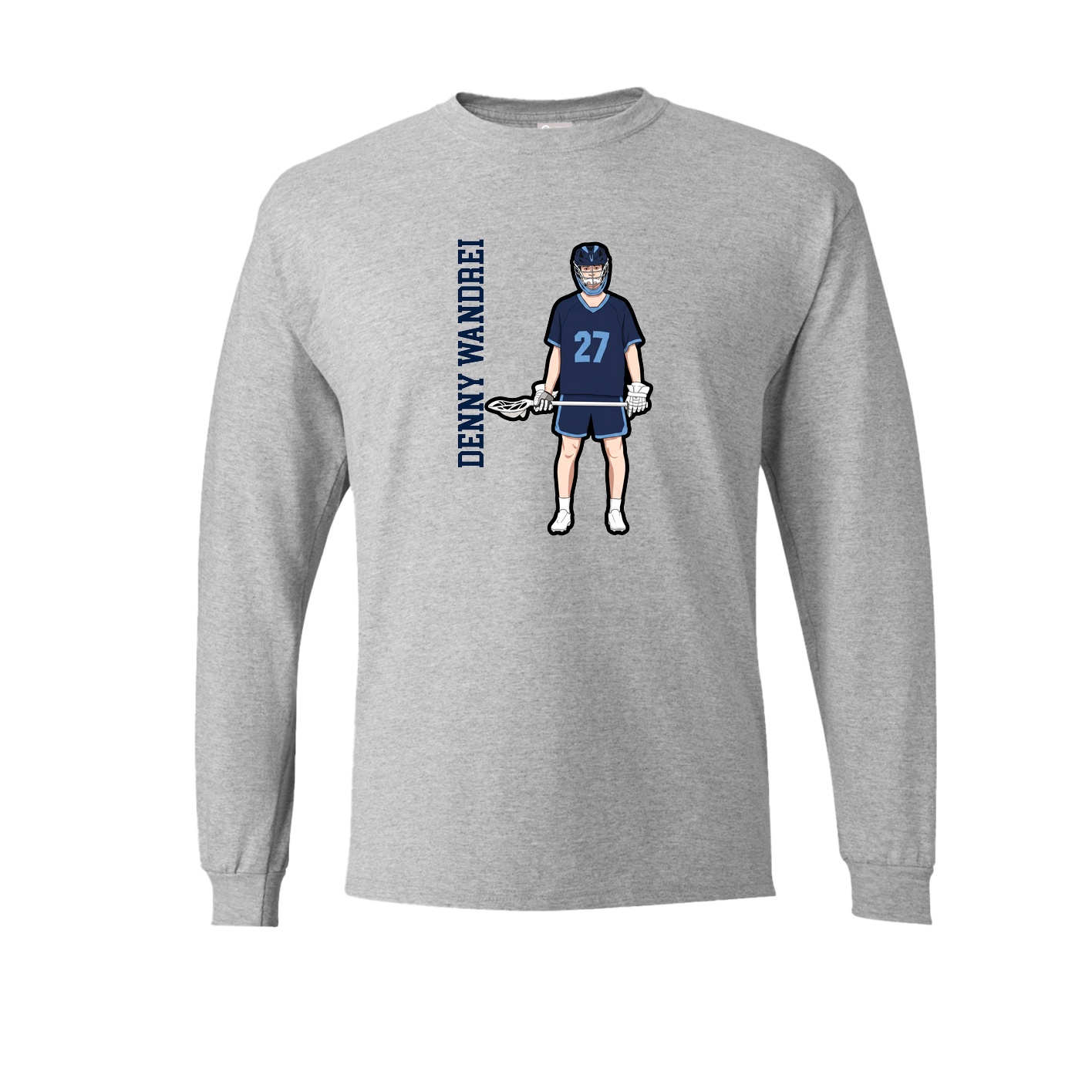 Long Sleeve Tee — Name Vertical in Grey