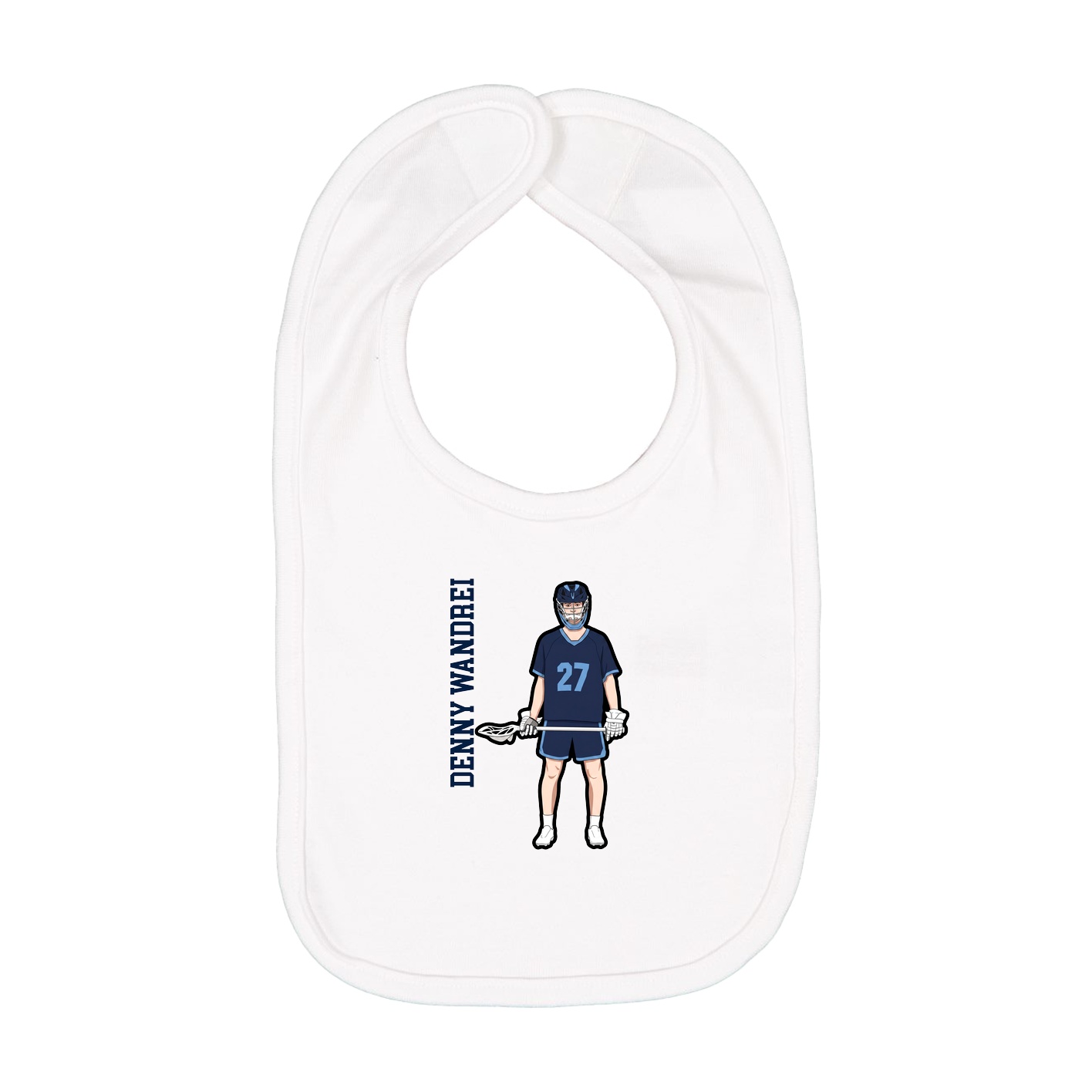 Infant Bib — Name Vertical in White