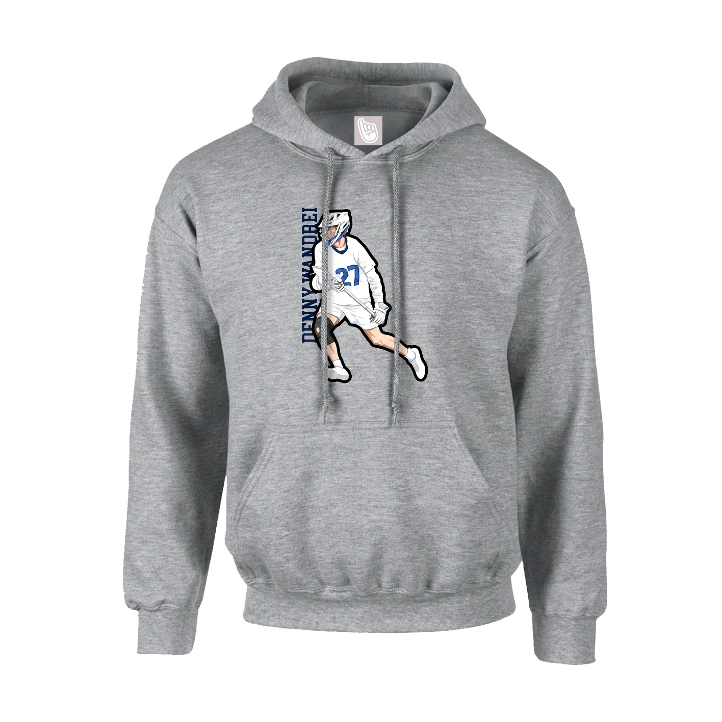 Youth Hoodie — Name Vertical in Grey