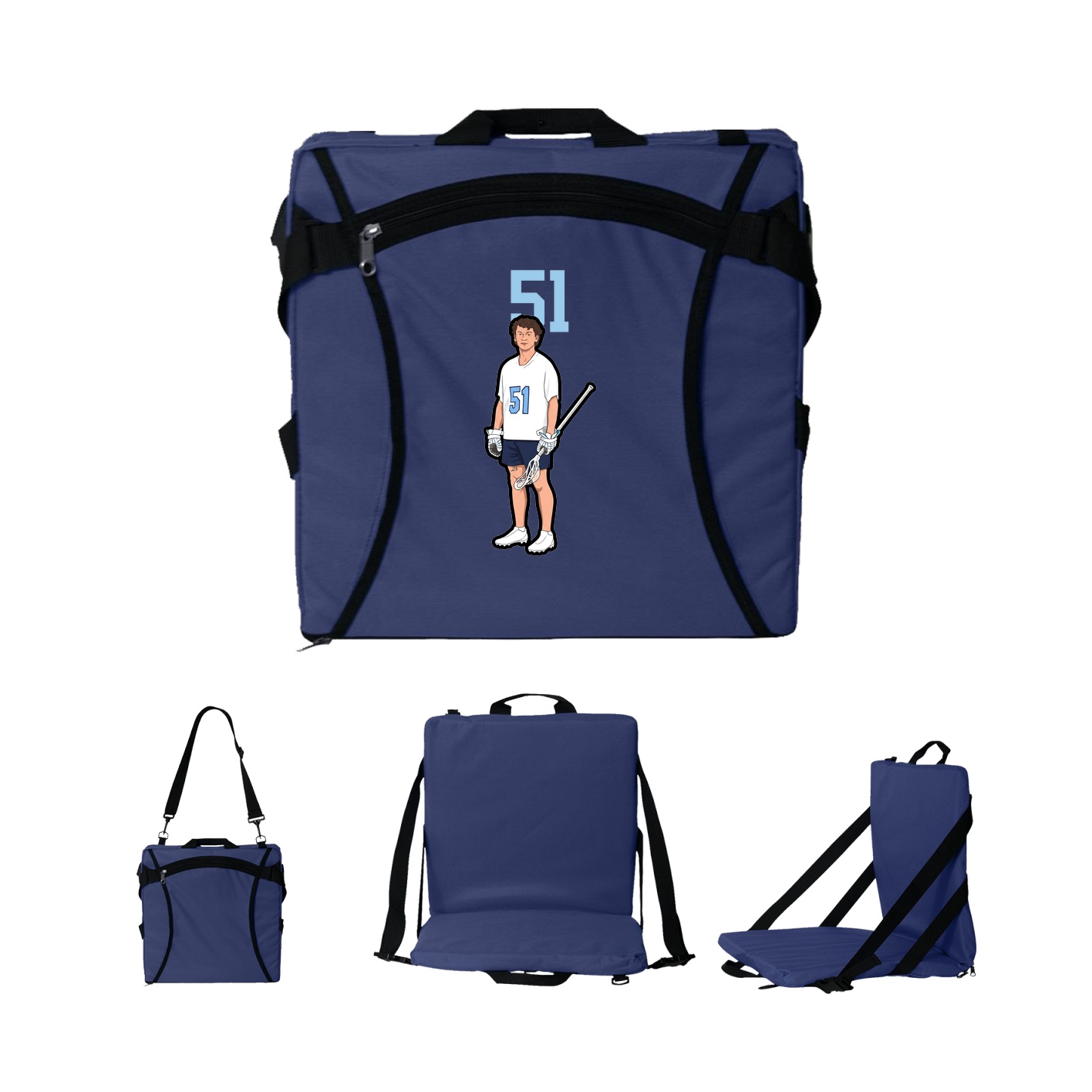 Folding Stadium Seat — Number Top in Navy