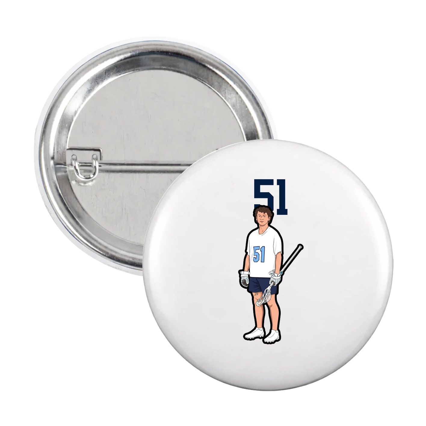 Game Day Button — Number Top in White