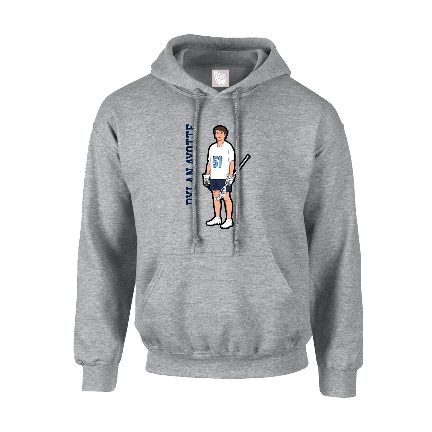 Youth Hoodie — Name Vertical in Grey