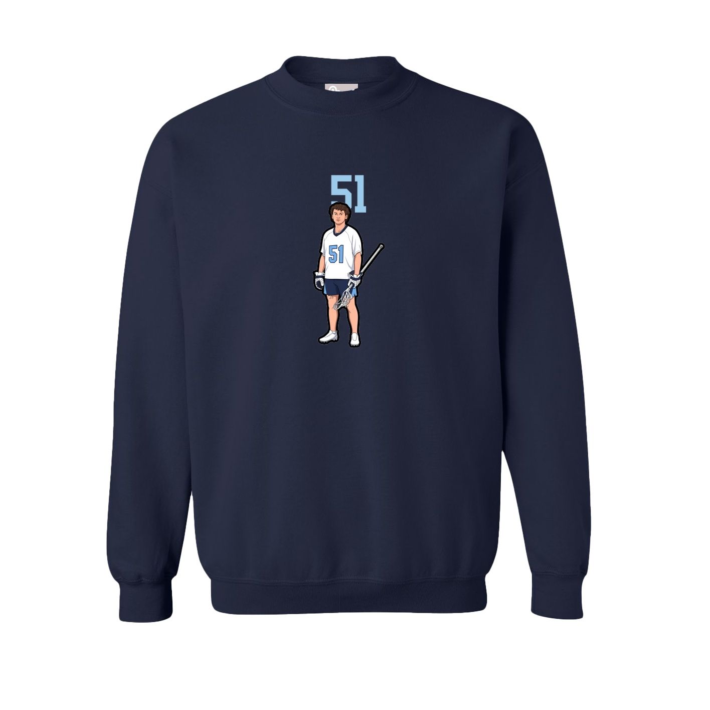 Fleece Crew — Number Top in Navy