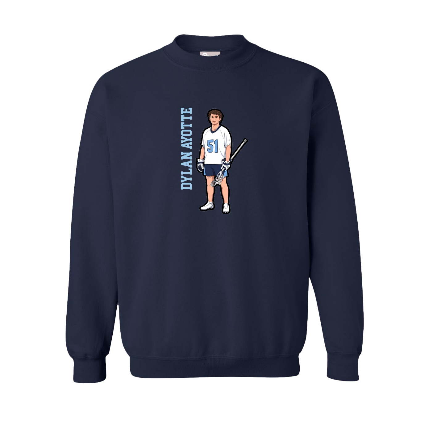 Fleece Crew — Name Vertical in Navy