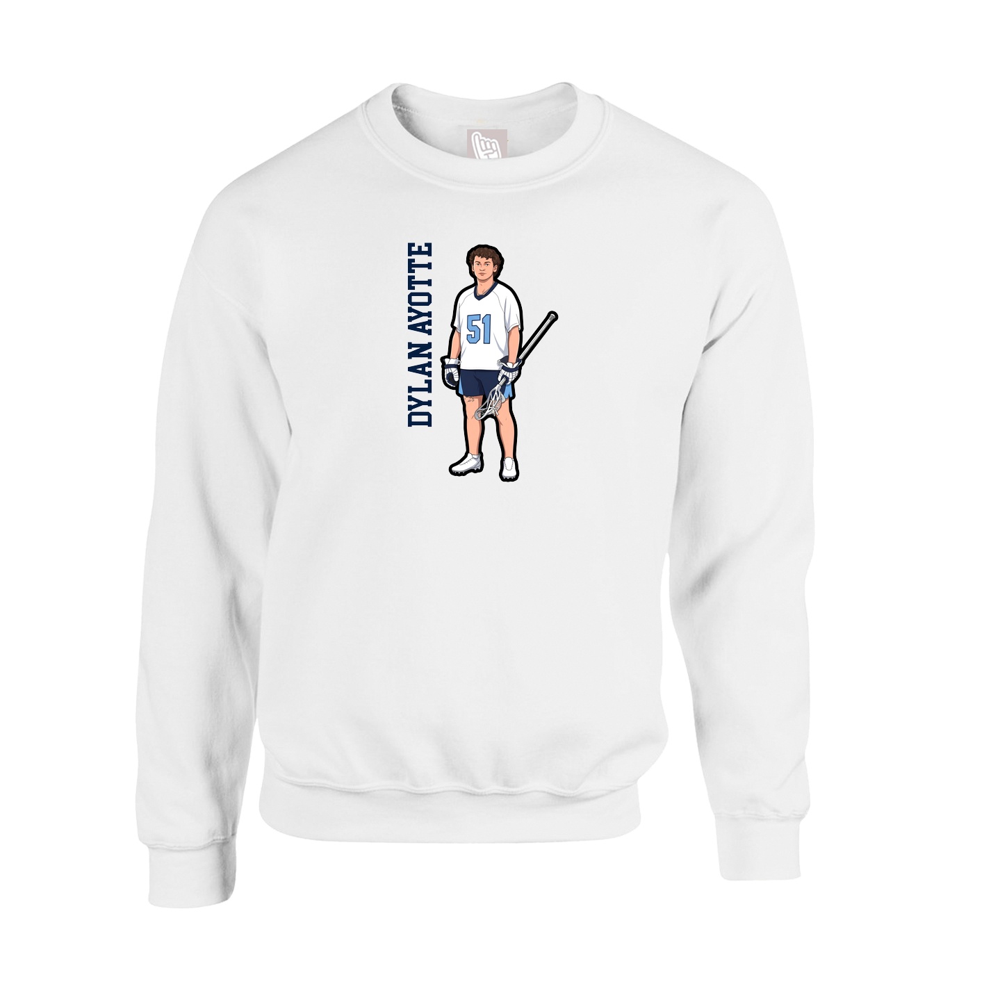 Fleece Crew — Name Vertical in White