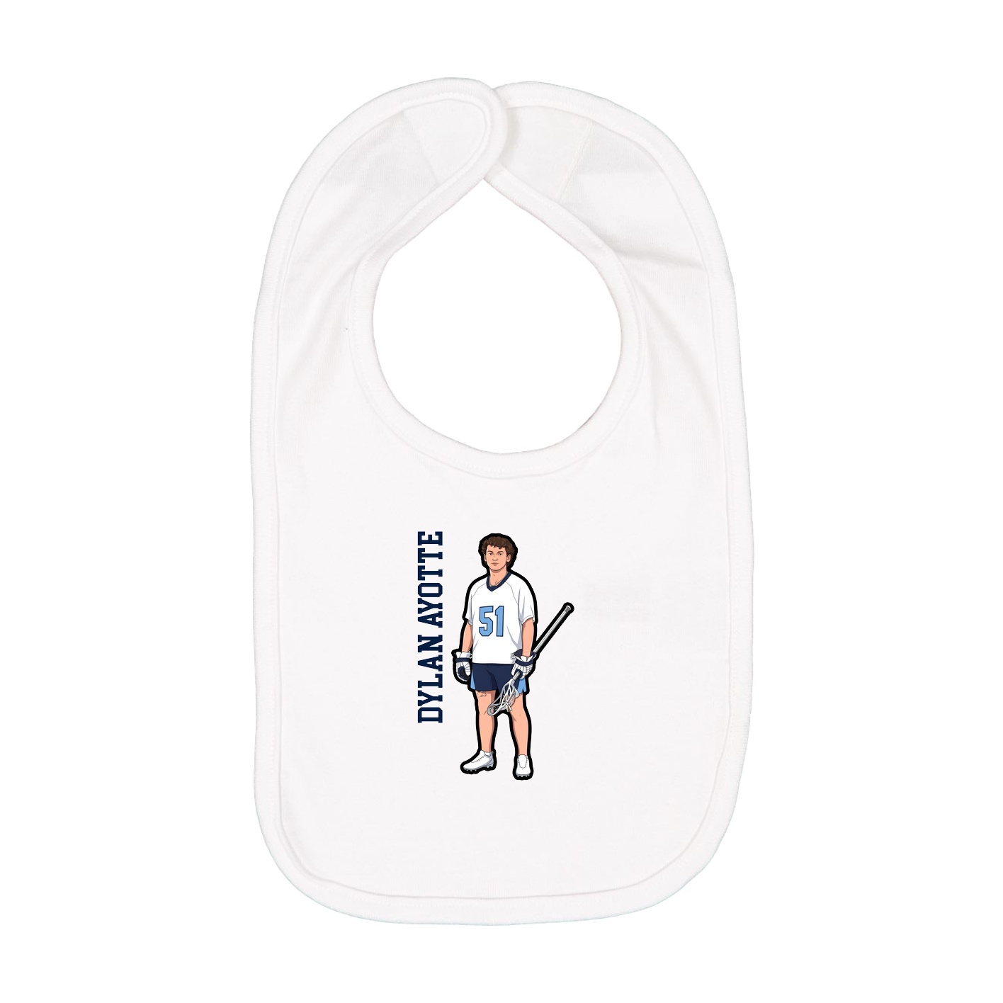 Infant Bib — Name Vertical in White