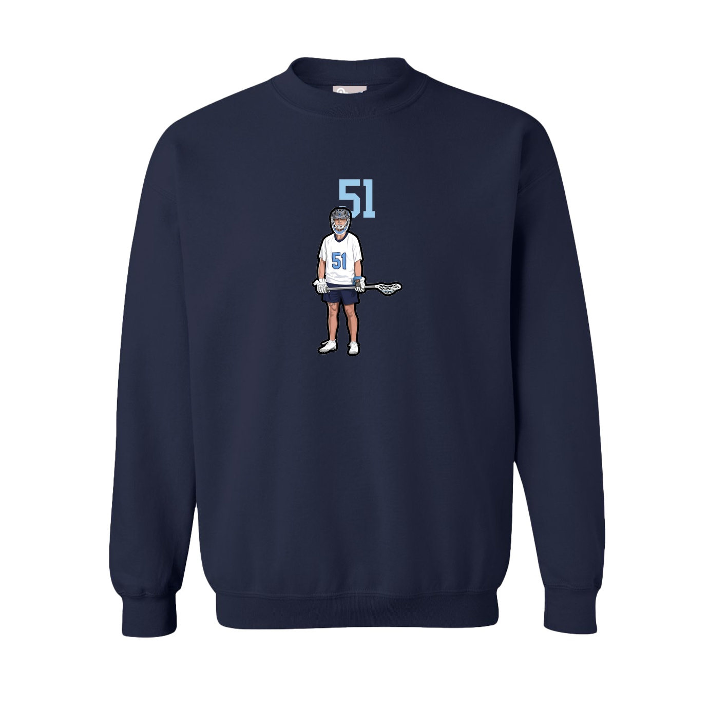Fleece Crew — Number Top in Navy