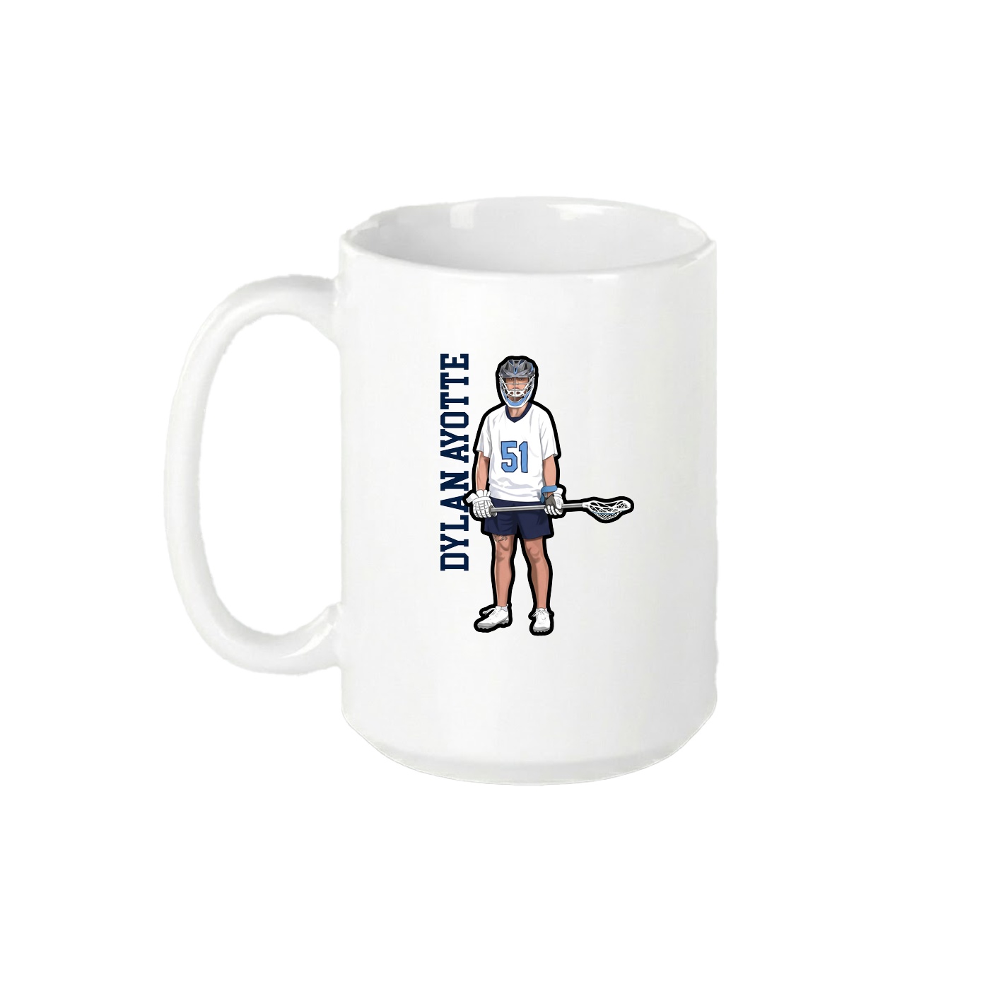 15oz Coffee Mug — Name Vertical in White